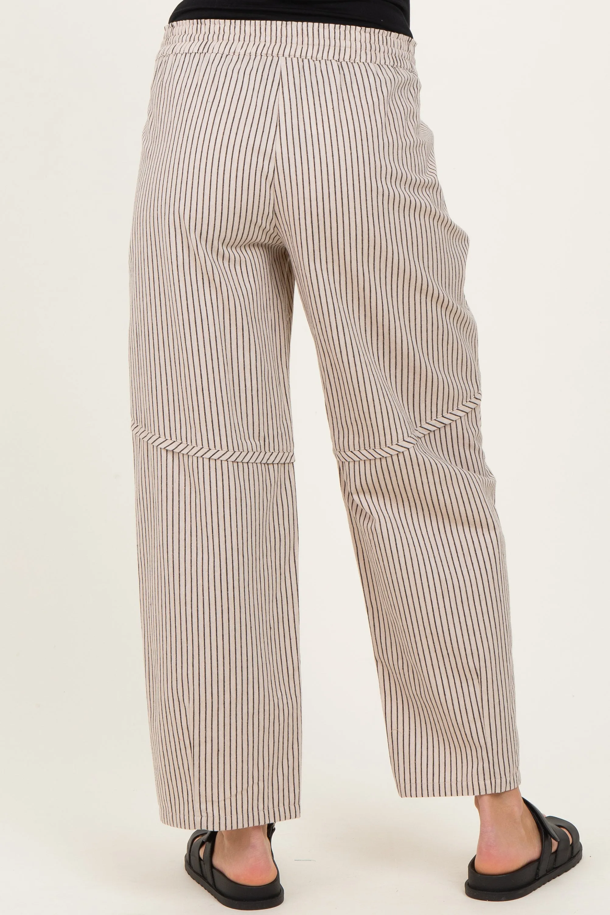 Beige Striped Barrel Maternity Pants sold by Pinkblush product image thumbnail 4