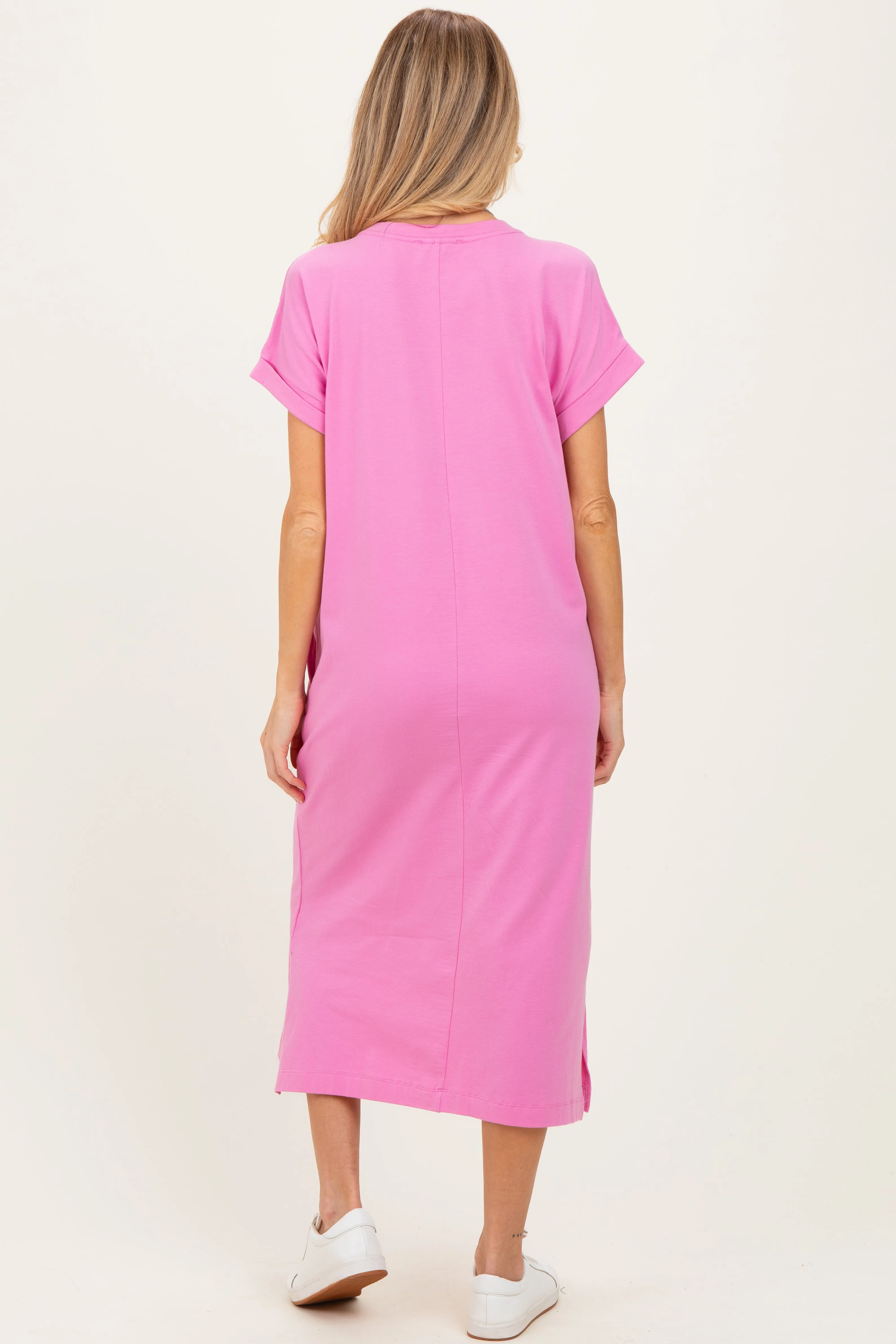 Pink Pocket Front Maternity Midi T-Shirt Dress sold by Pinkblush product image thumbnail 3
