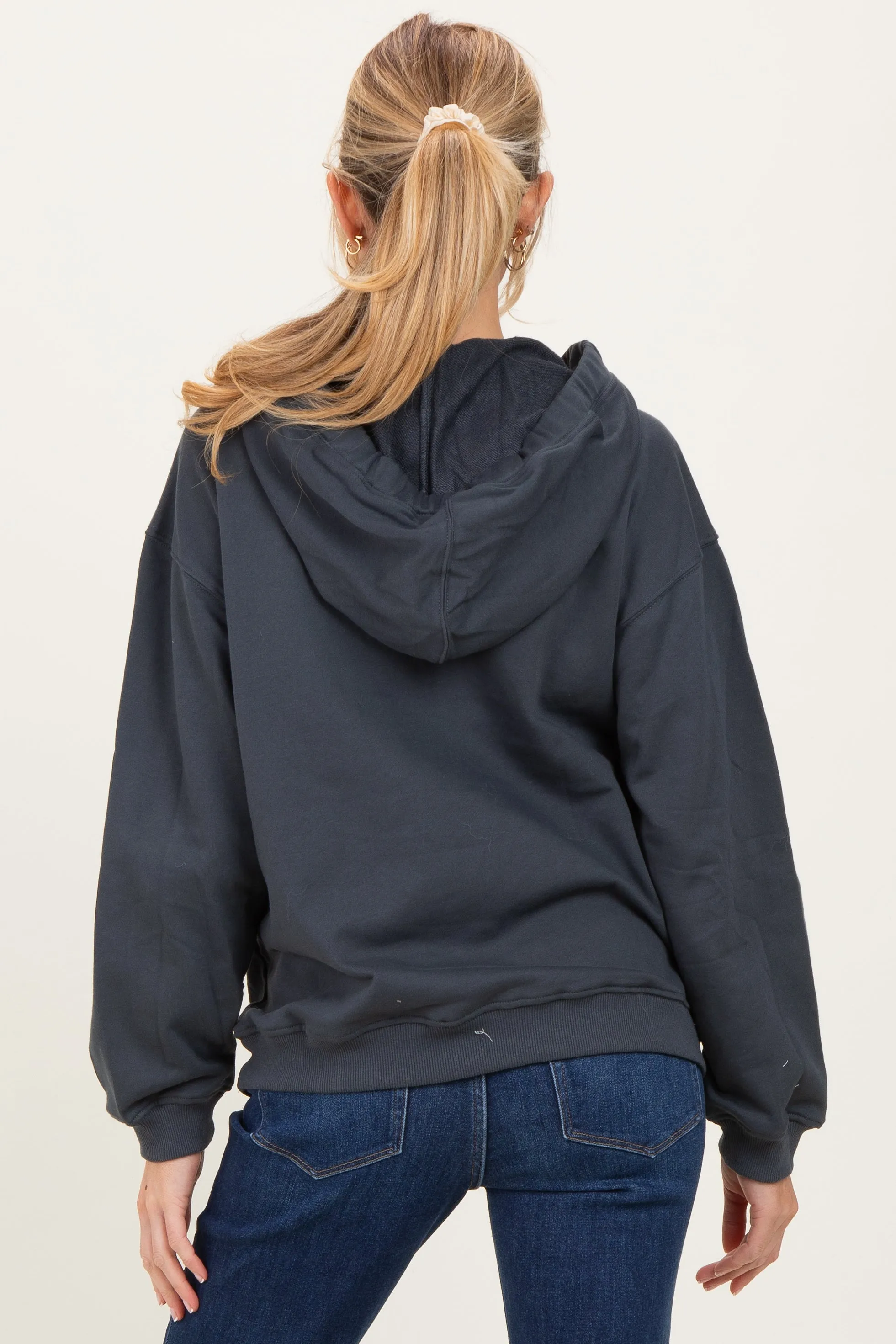 Ash Grey Split Neckline Maternity Hoodie sold by Pinkblush product image thumbnail 4