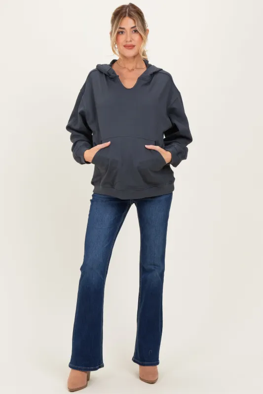 Ash Grey Split Neckline Maternity Hoodie sold by Pinkblush