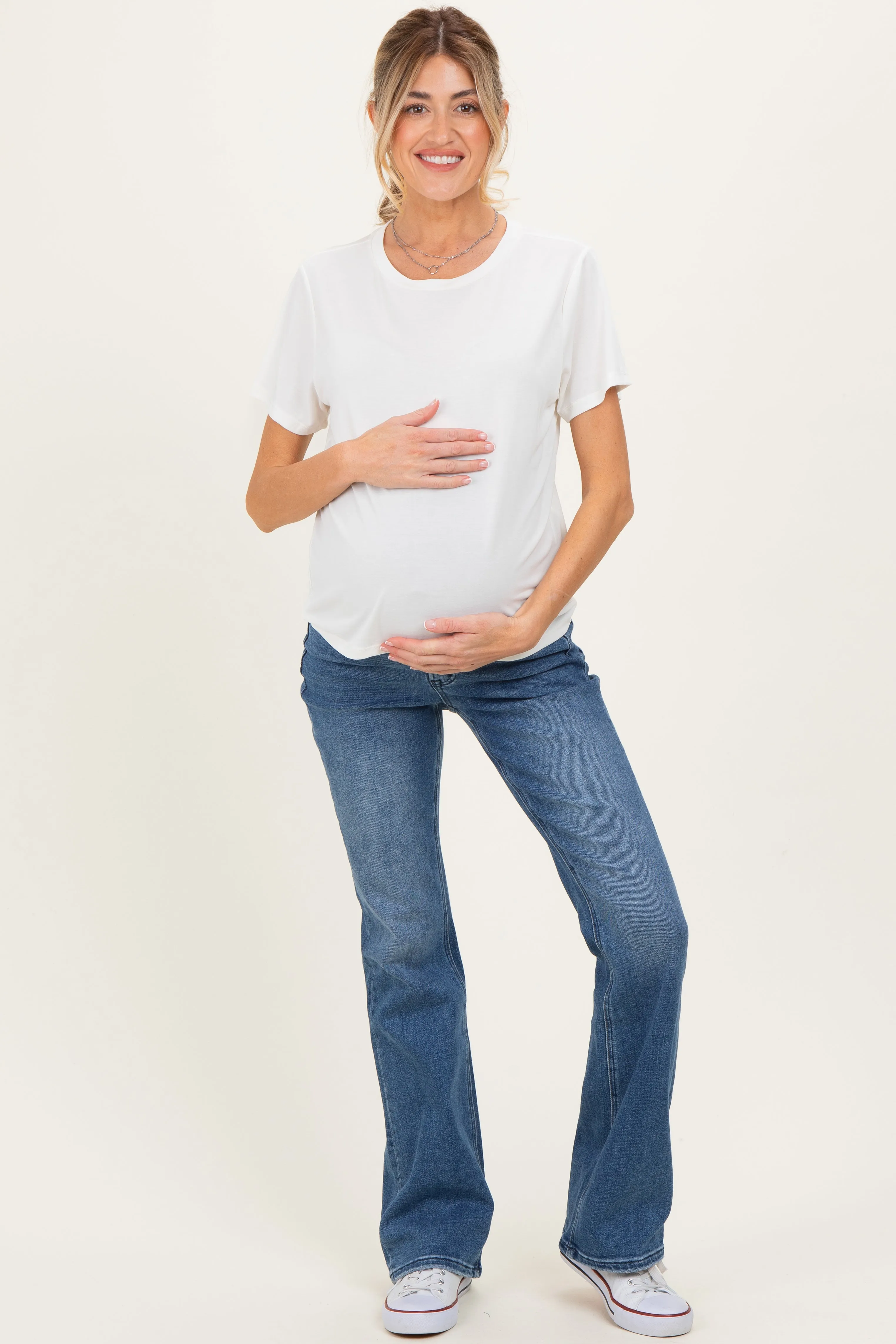 Blue Vintage Wash Bootcut Maternity Jeans sold by Pinkblush product image thumbnail 2