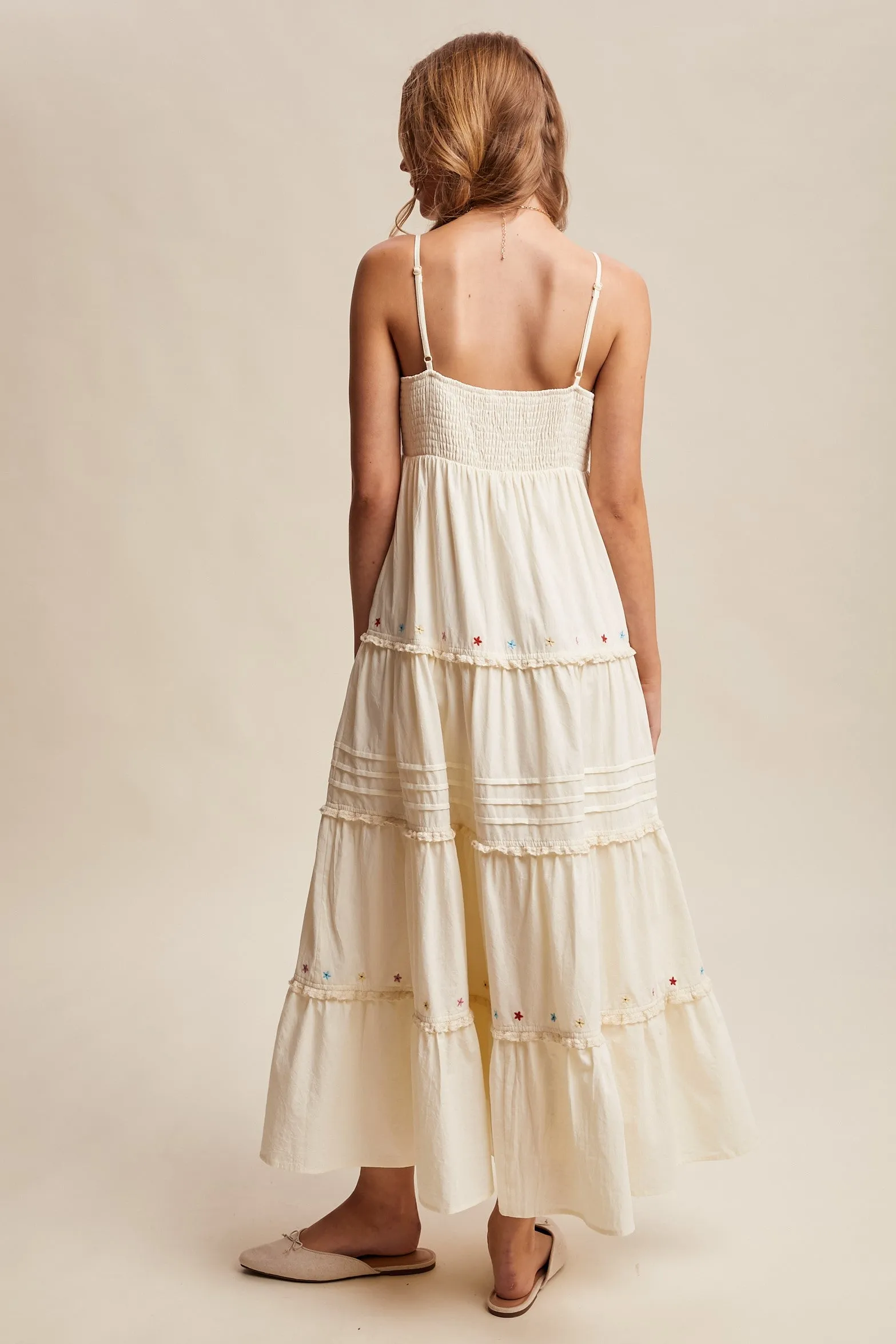 Ecru Embroidered Ruffle Tiered Maxi Dress sold by Pinkblush product image thumbnail 4