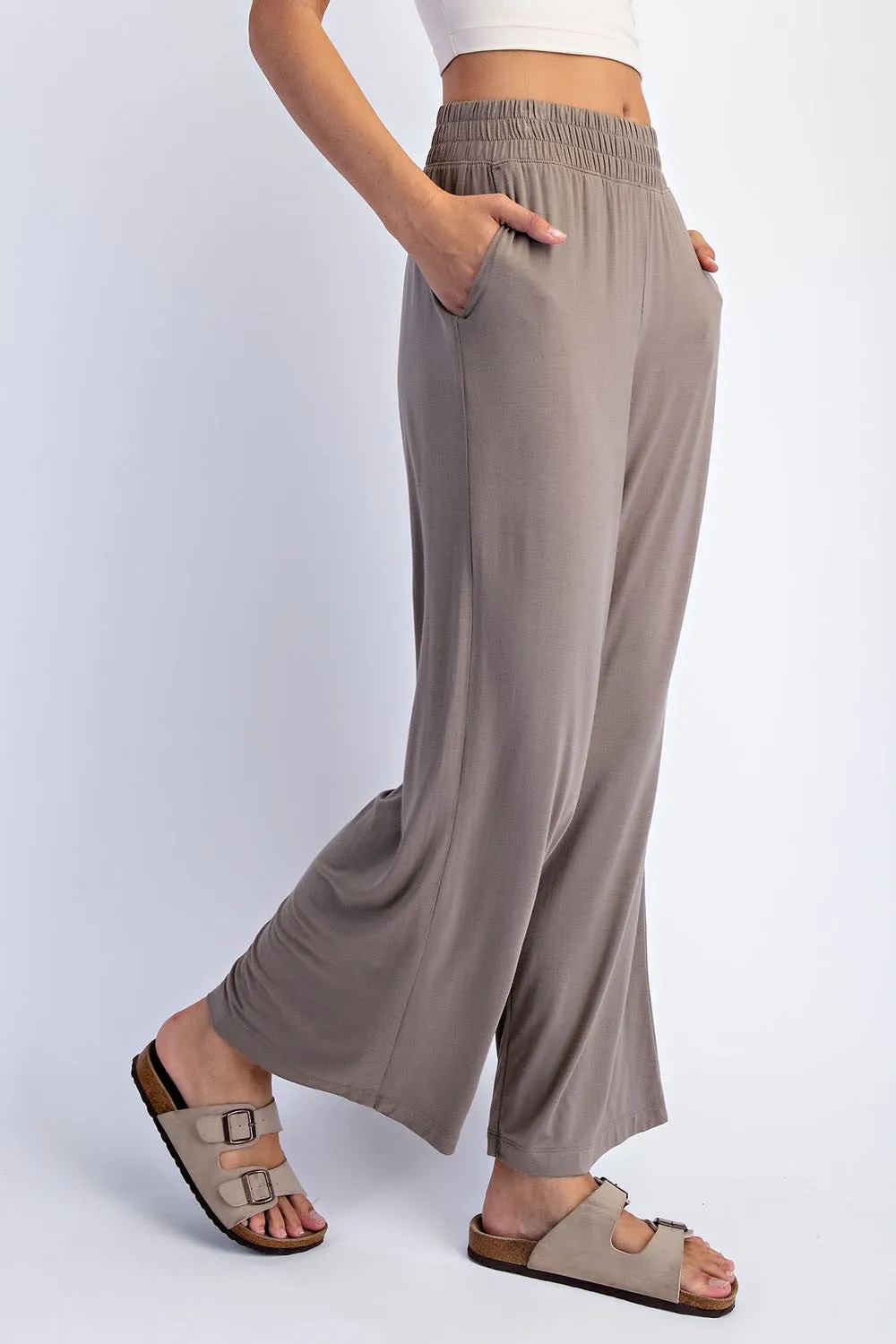 Taupe Ankle Wide Leg Pants sold by Pinkblush product image thumbnail 3