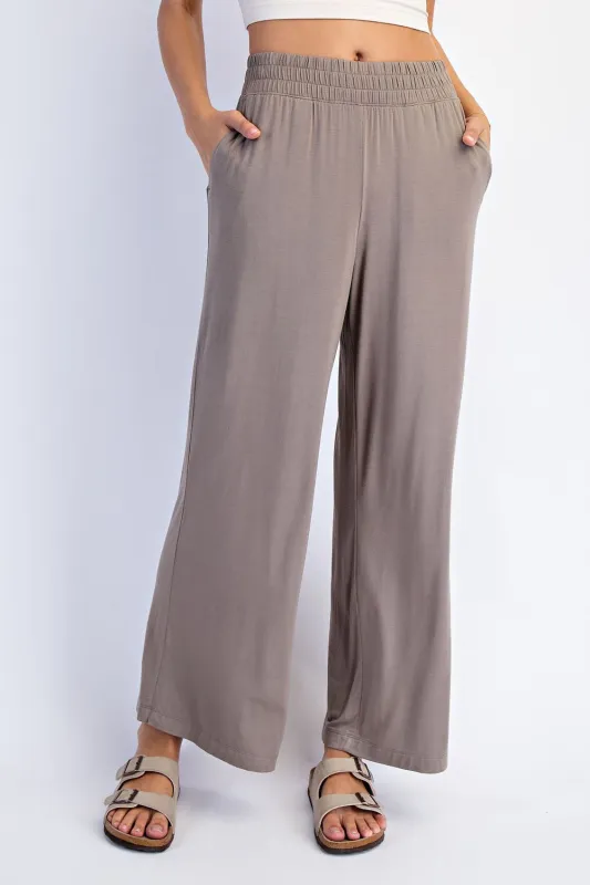 Taupe Ankle Wide Leg Pants sold by Pinkblush