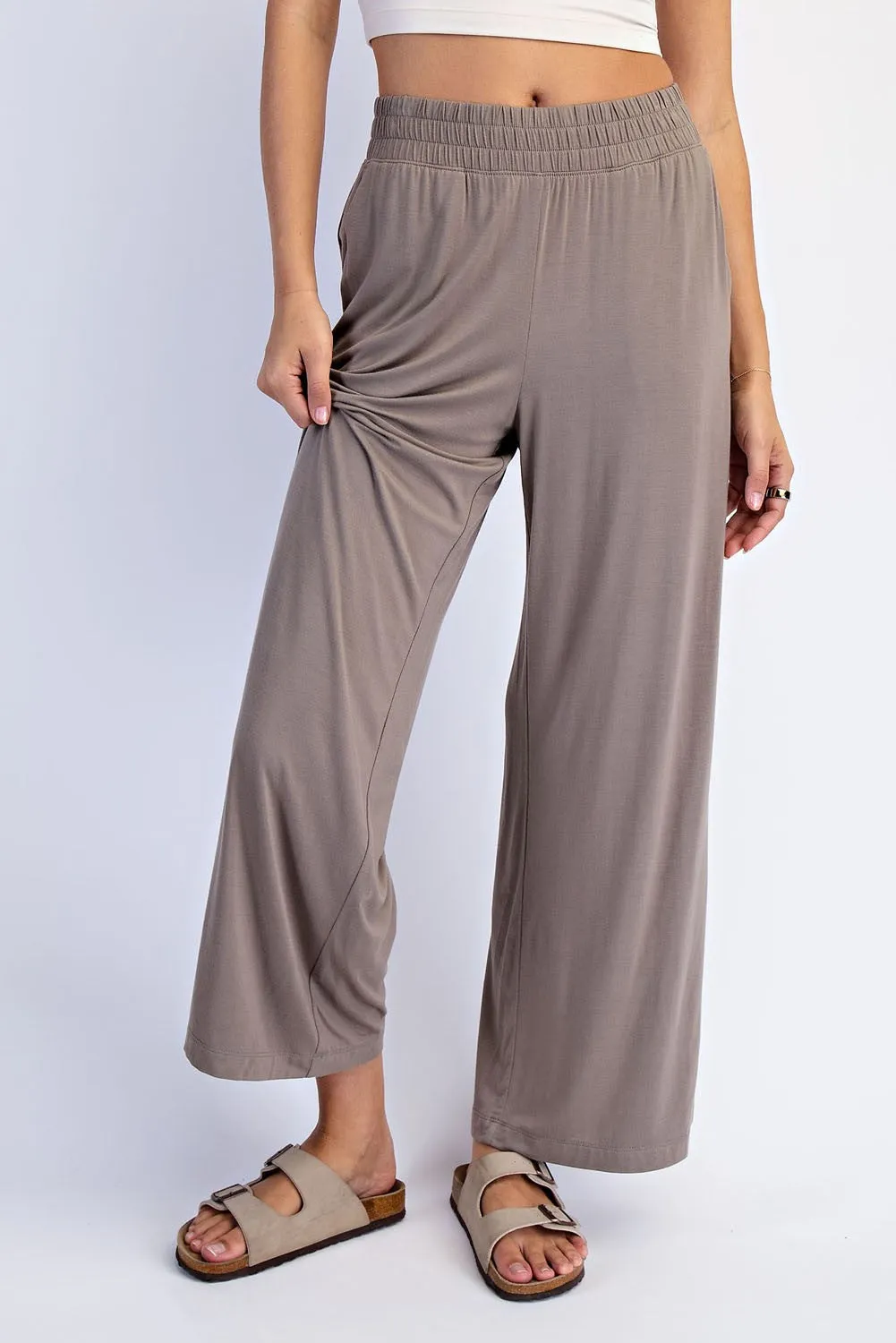 Taupe Ankle Wide Leg Pants sold by Pinkblush product image thumbnail 2