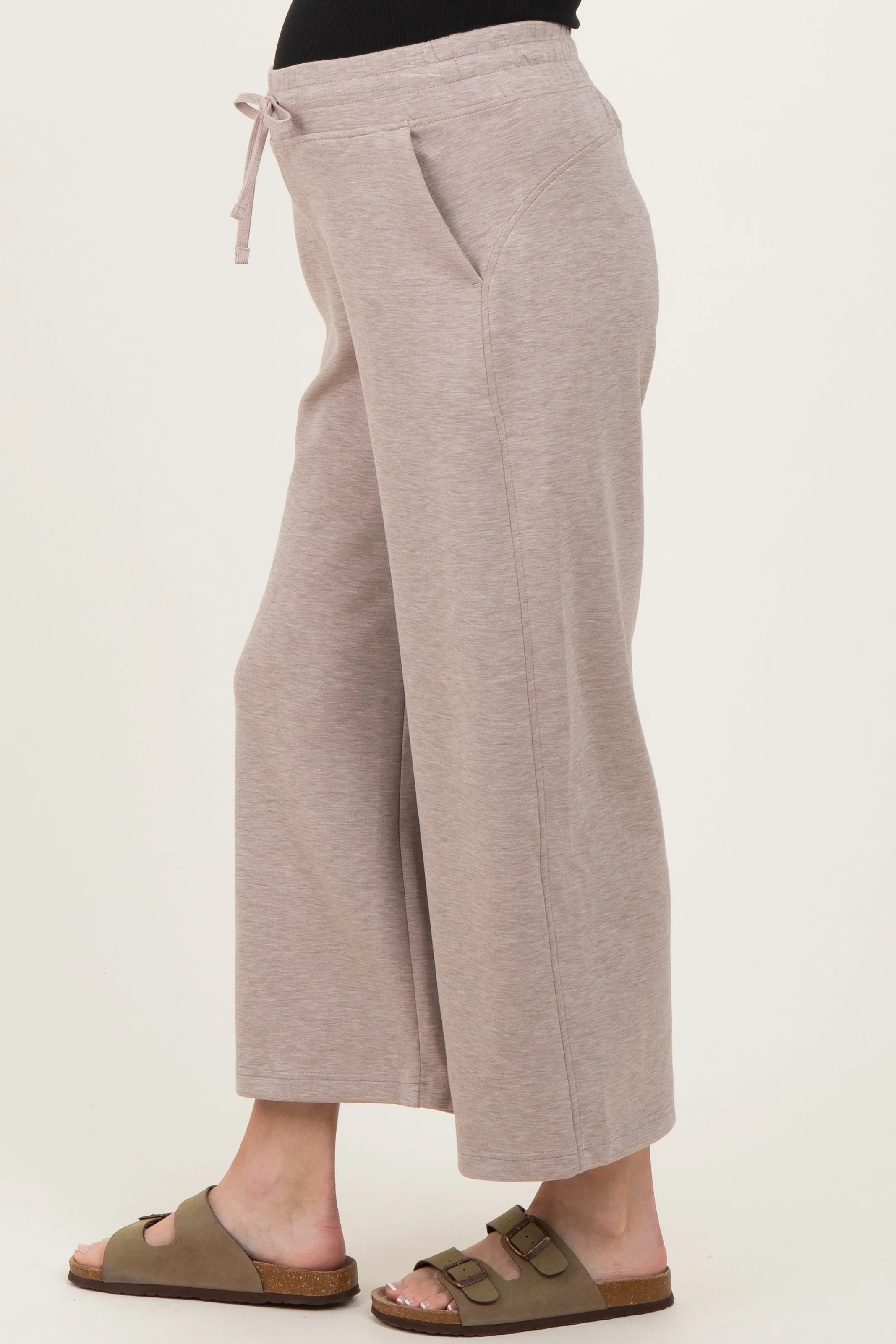 Heather Taupe Ankle Wide Leg Maternity Lounge Pants sold by Pinkblush product image thumbnail 3