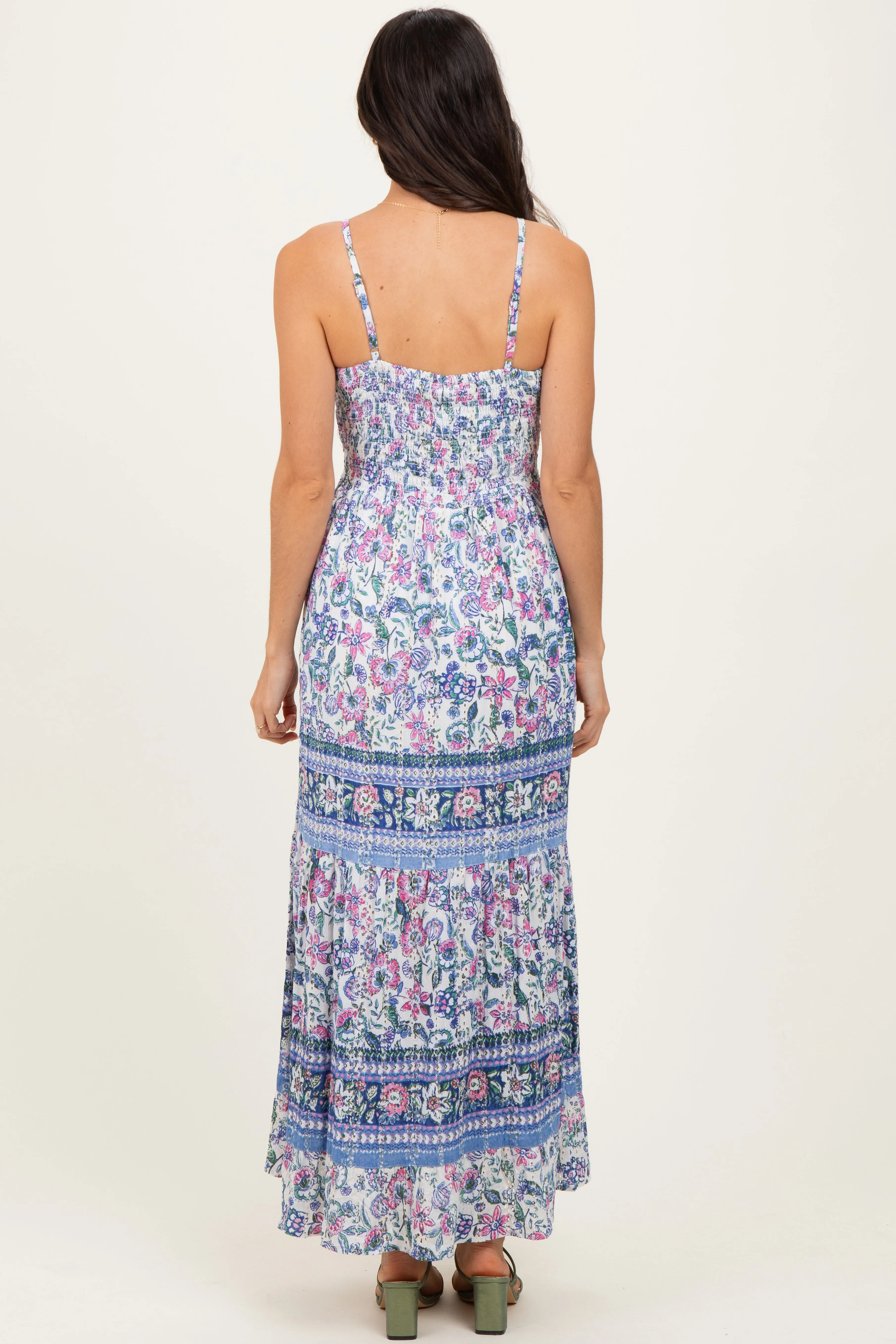 Periwinkle Floral Twist Front Cutout Maxi Dress sold by Pinkblush product image thumbnail 3
