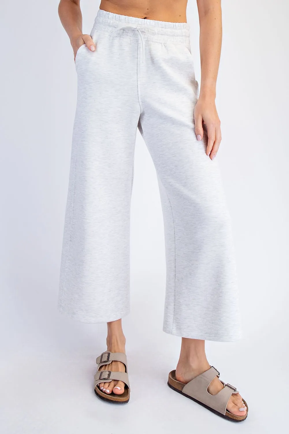 Light Heather Grey Ankle Wide Leg Lounge Pants sold by Pinkblush product image thumbnail 2