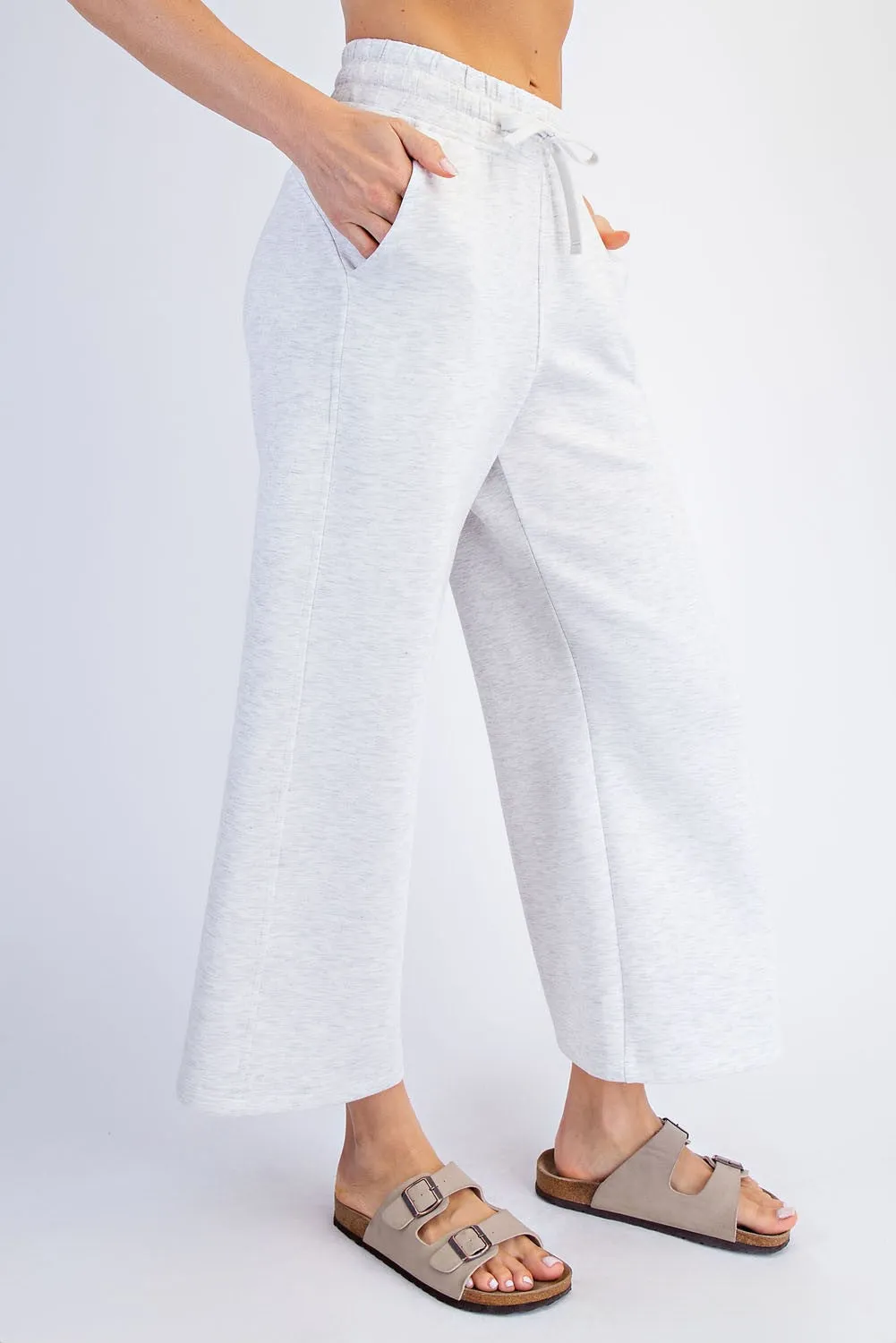 Light Heather Grey Ankle Wide Leg Lounge Pants sold by Pinkblush product image thumbnail 3
