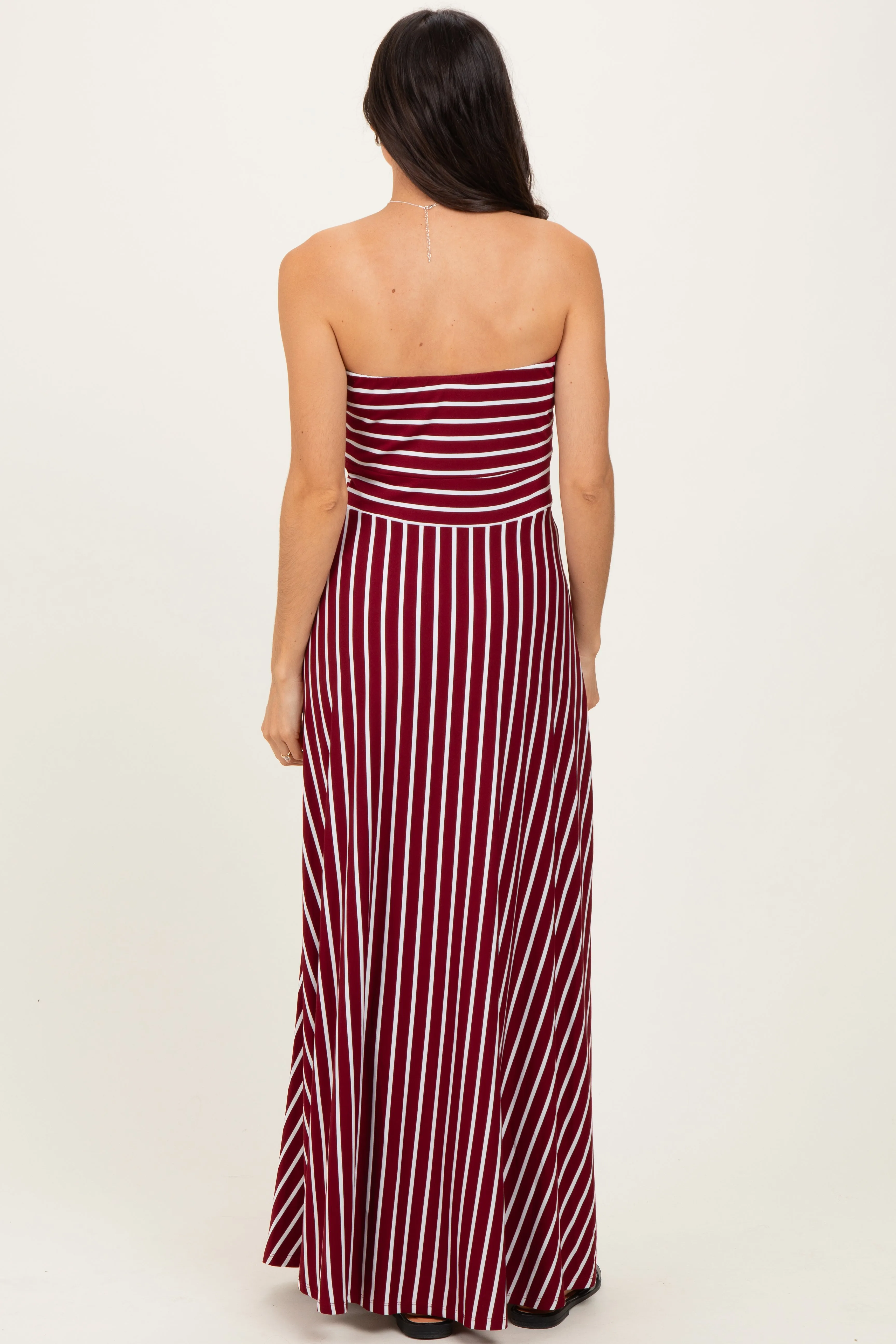 Wine Striped Strapless Maxi Dress sold by Pinkblush product image thumbnail 3