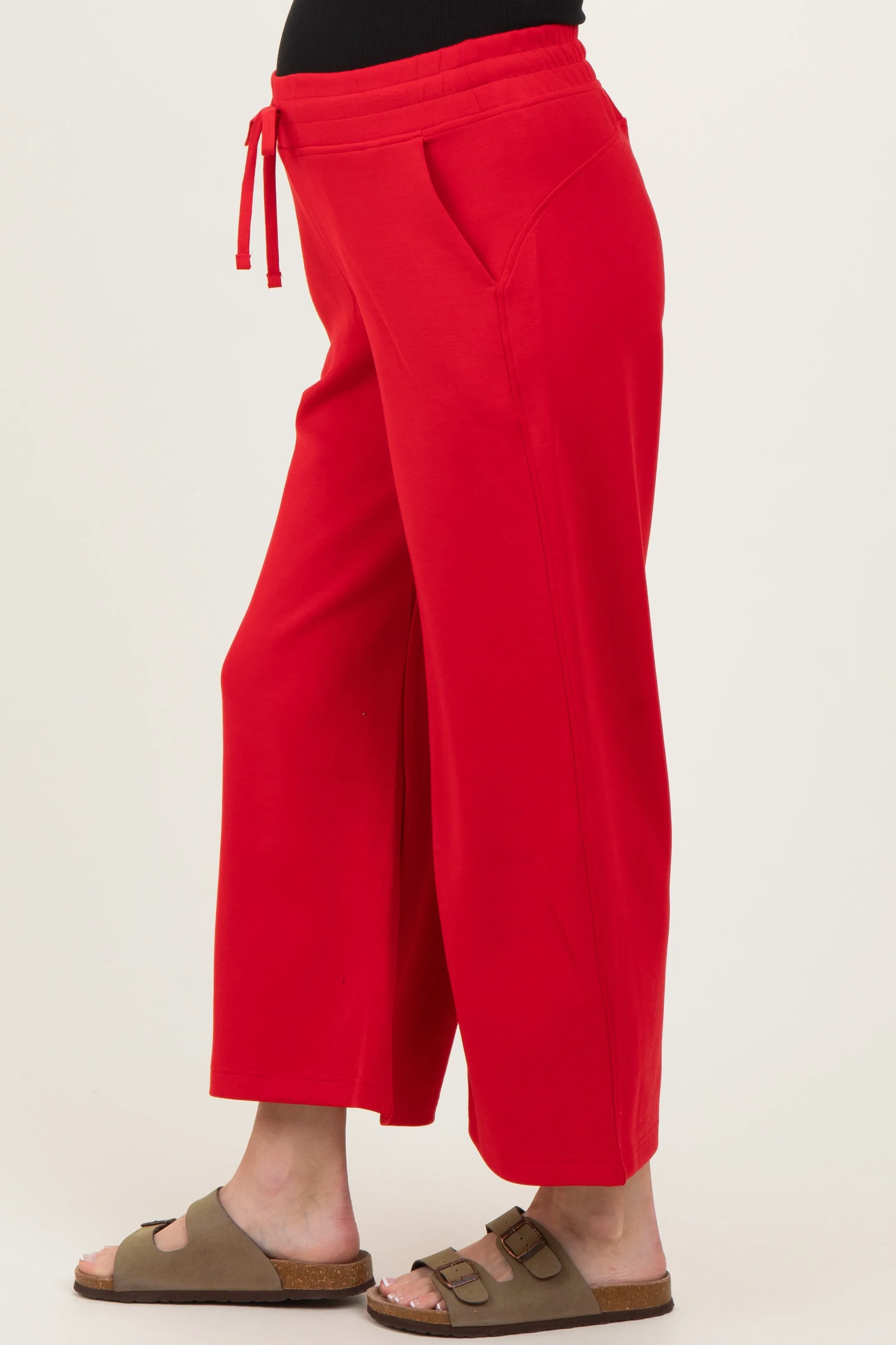 Red Ankle Wide Leg Maternity Lounge Pants sold by Pinkblush product image thumbnail 3