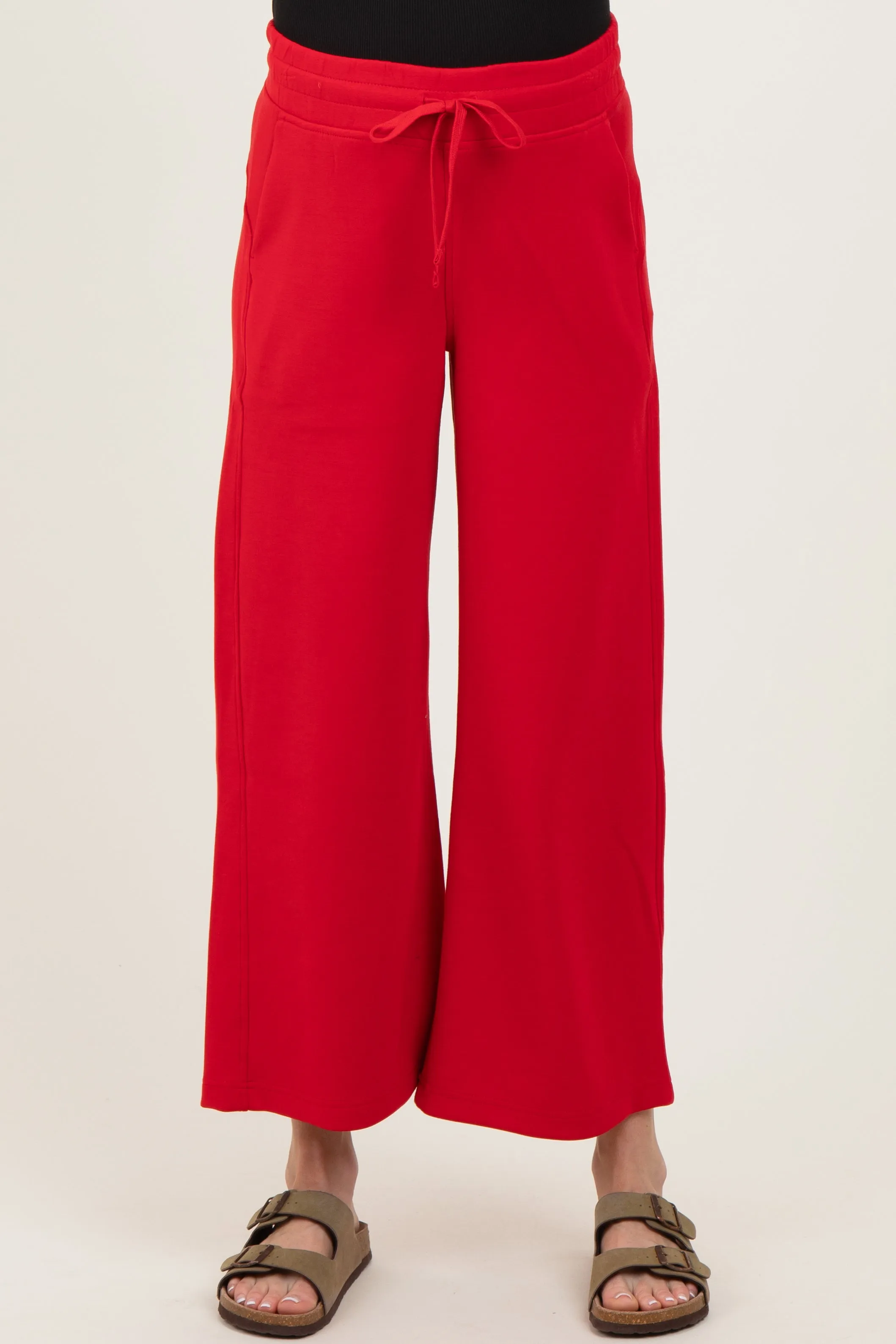 Red Ankle Wide Leg Maternity Lounge Pants sold by Pinkblush product image thumbnail 2