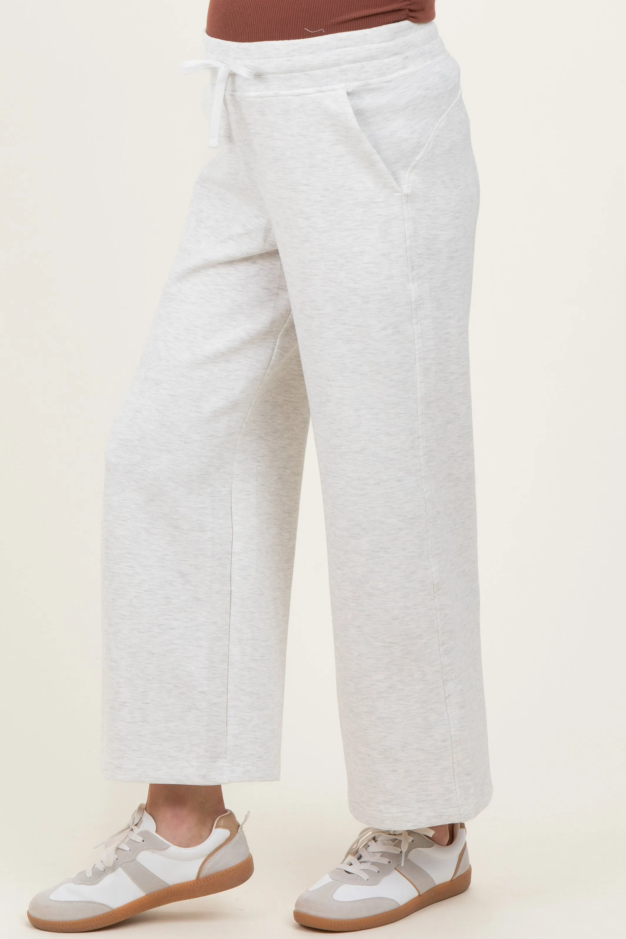 Light Heather Grey Ankle Wide Leg Maternity Lounge Pants sold by Pinkblush product image thumbnail 3