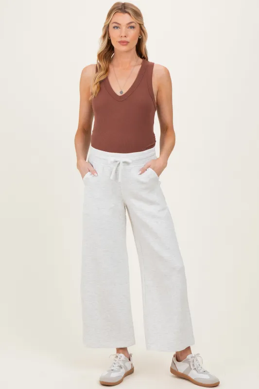 Light Heather Grey Ankle Wide Leg Maternity Lounge Pants sold by Pinkblush