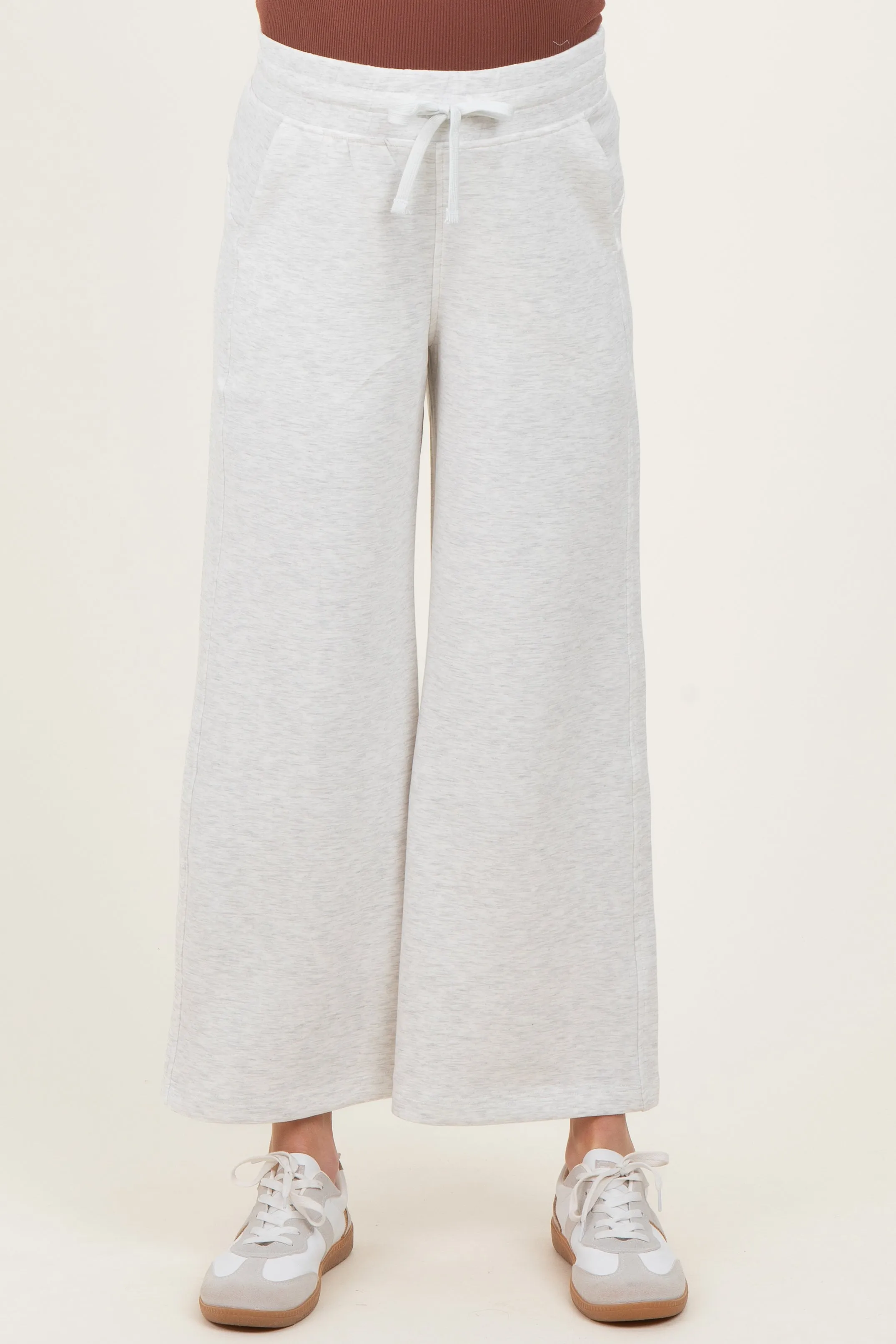 Light Heather Grey Ankle Wide Leg Maternity Lounge Pants sold by Pinkblush product image thumbnail 2