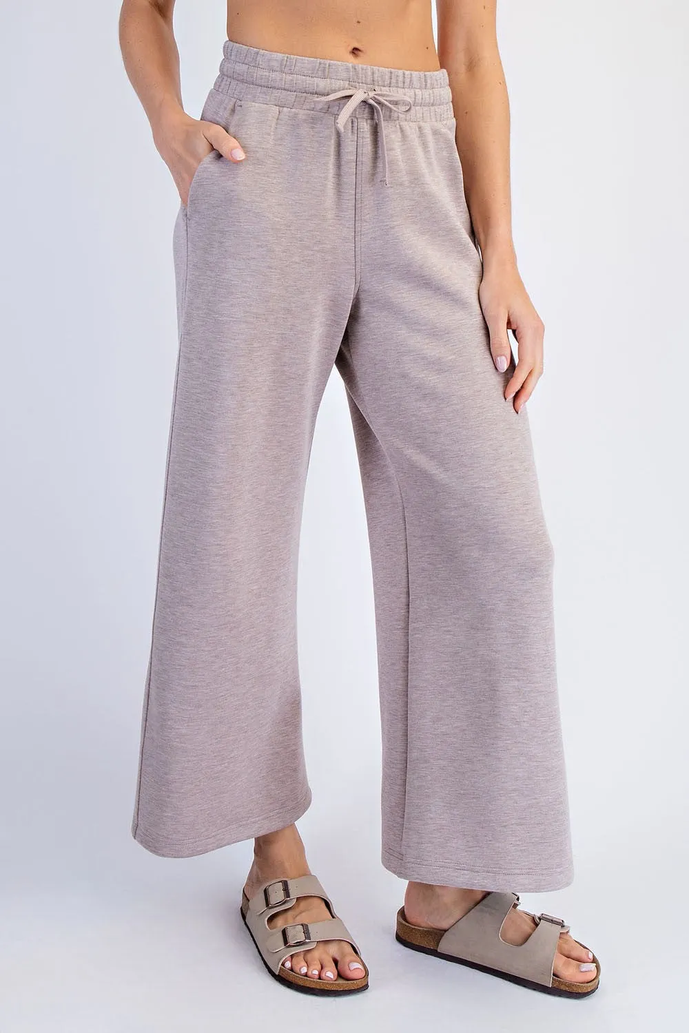 Heather Taupe Ankle Wide Leg Lounge Pants sold by Pinkblush product image thumbnail 2