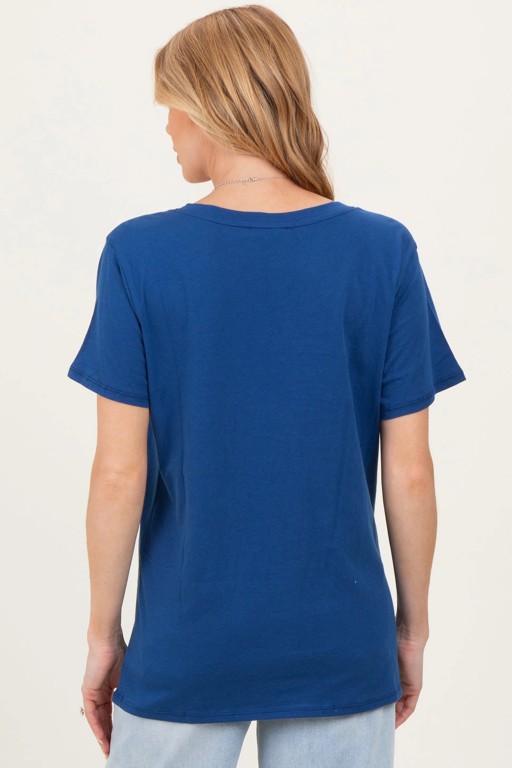 Navy Oversized V-Neck Short Sleeve Maternity Tee sold by Pinkblush product image thumbnail 4