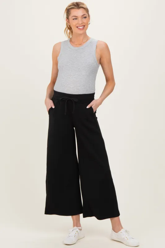 Black Ankle Wide Leg Maternity Lounge Pants sold by Pinkblush