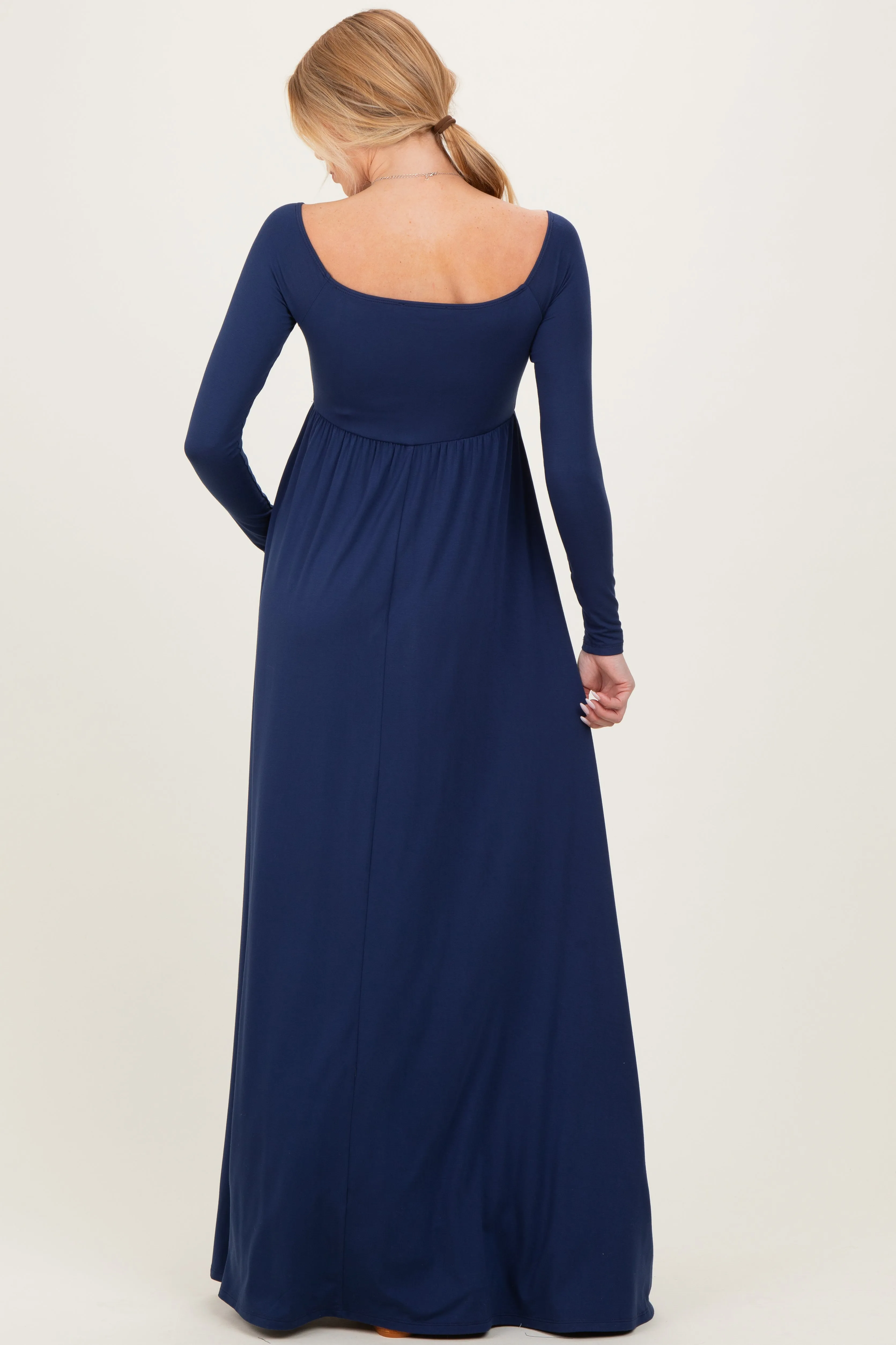 PinkBlush Navy Off Shoulder Maternity Maxi Dress sold by Pinkblush product image thumbnail 3
