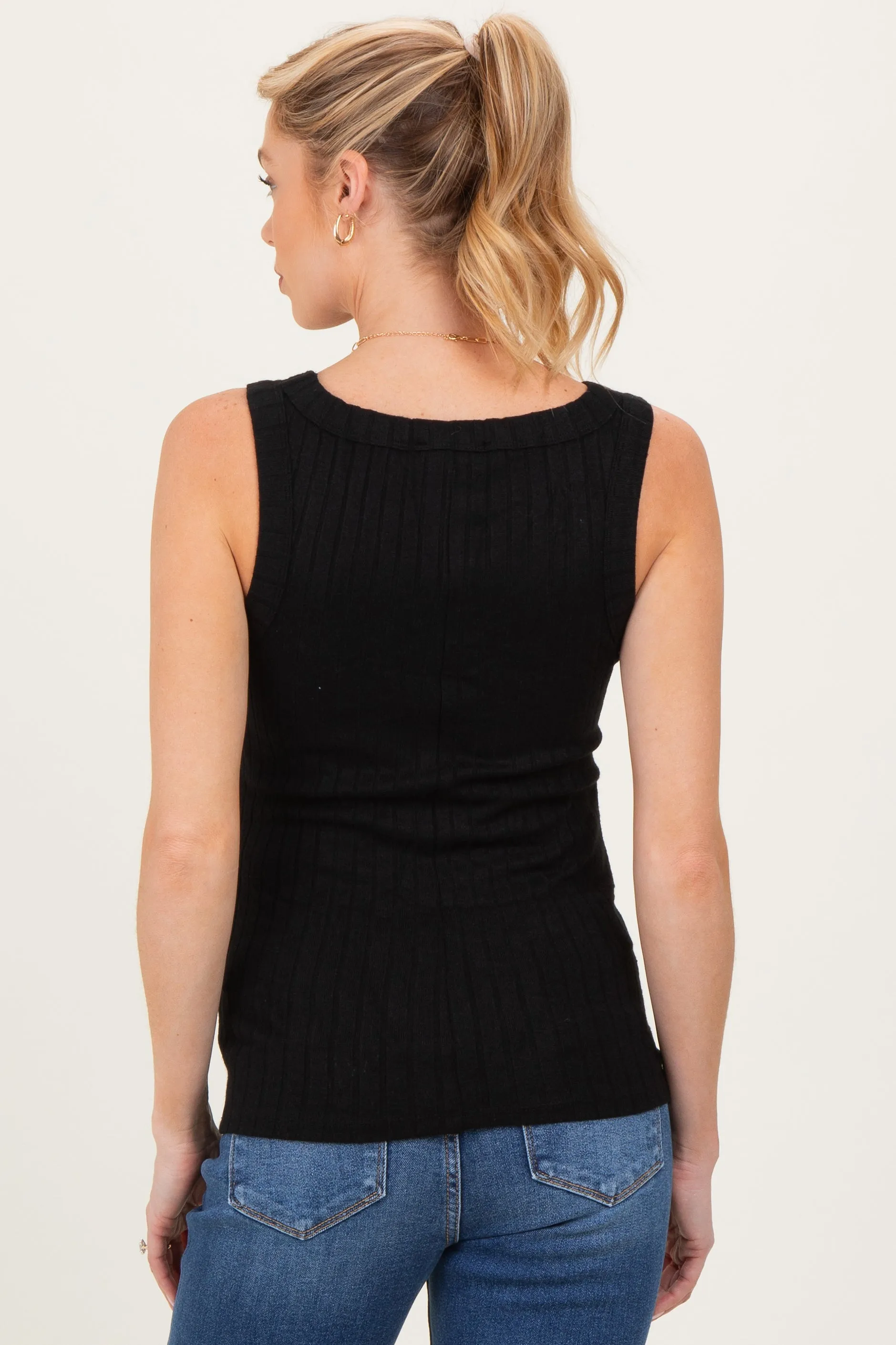 Black Ribbed Scoop Neck Maternity Tank sold by Pinkblush product image thumbnail 4