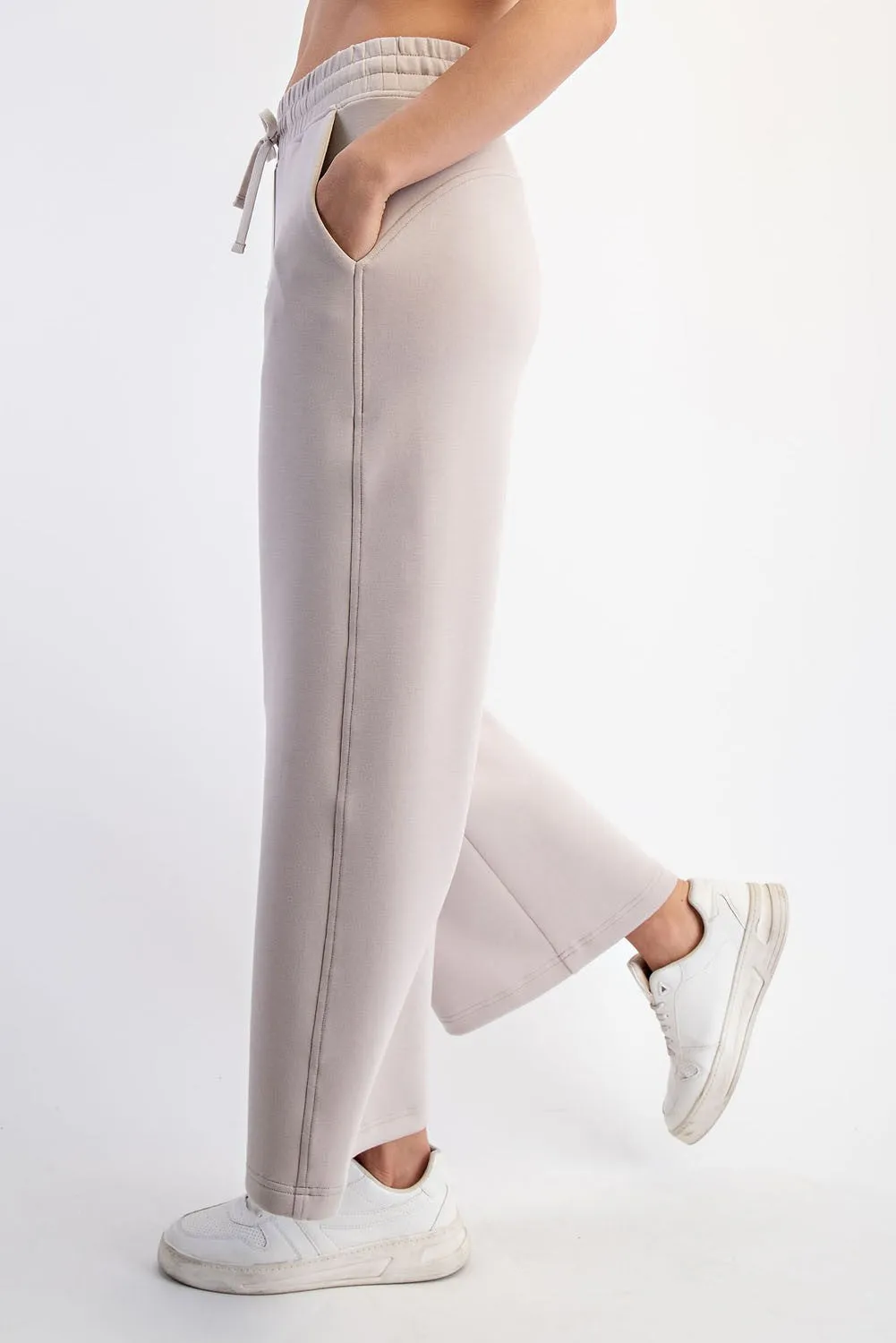 Beige Ankle Wide Leg Lounge Pants sold by Pinkblush product image thumbnail 3