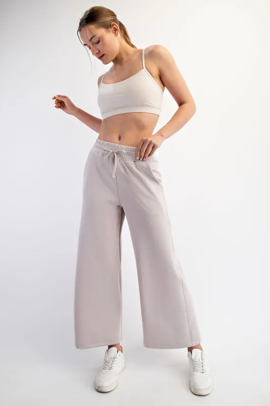 Beige Ankle Wide Leg Lounge Pants sold by Pinkblush
