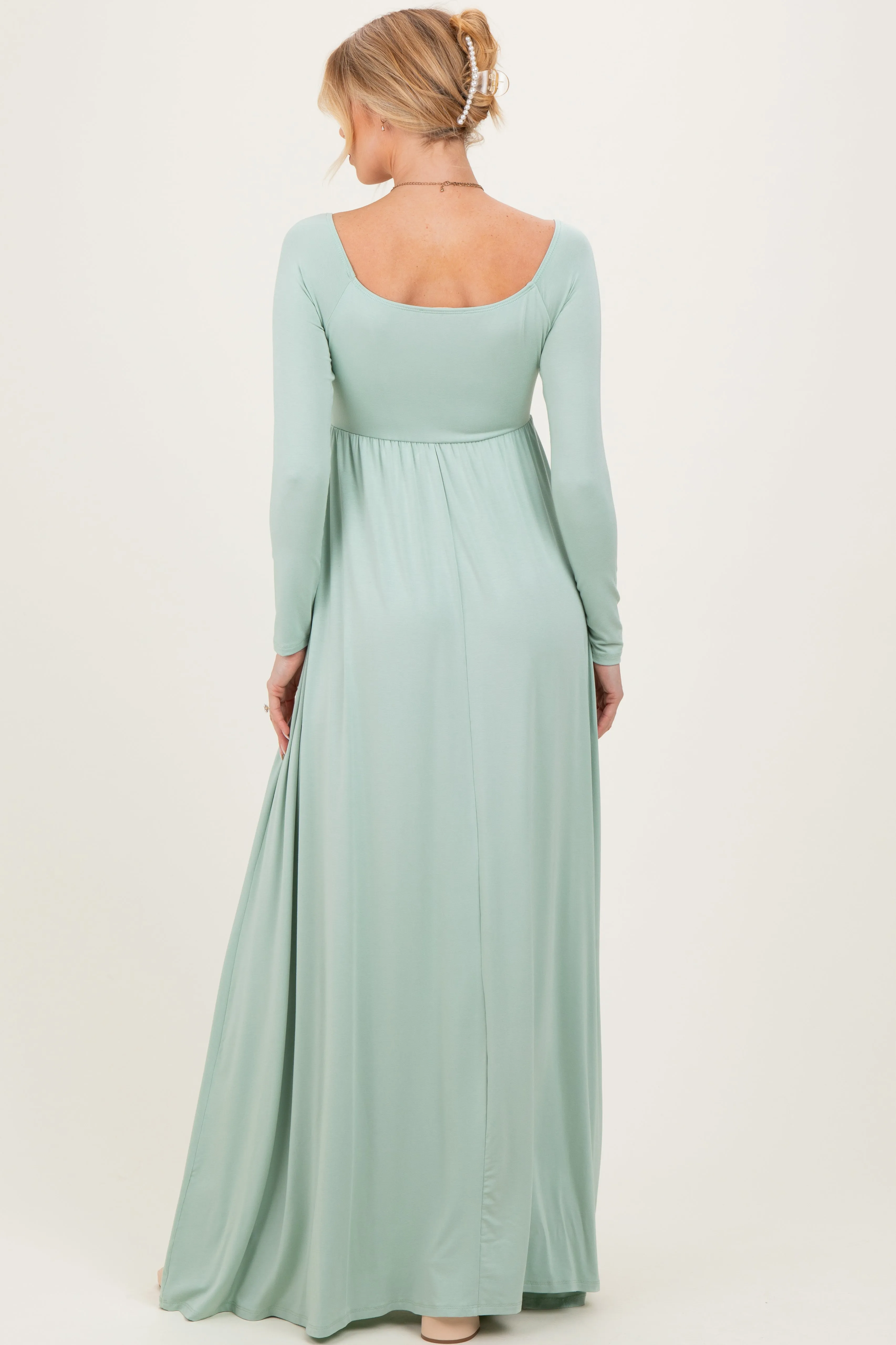 PinkBlush Sage Off Shoulder Maternity Maxi Dress sold by Pinkblush product image thumbnail 4