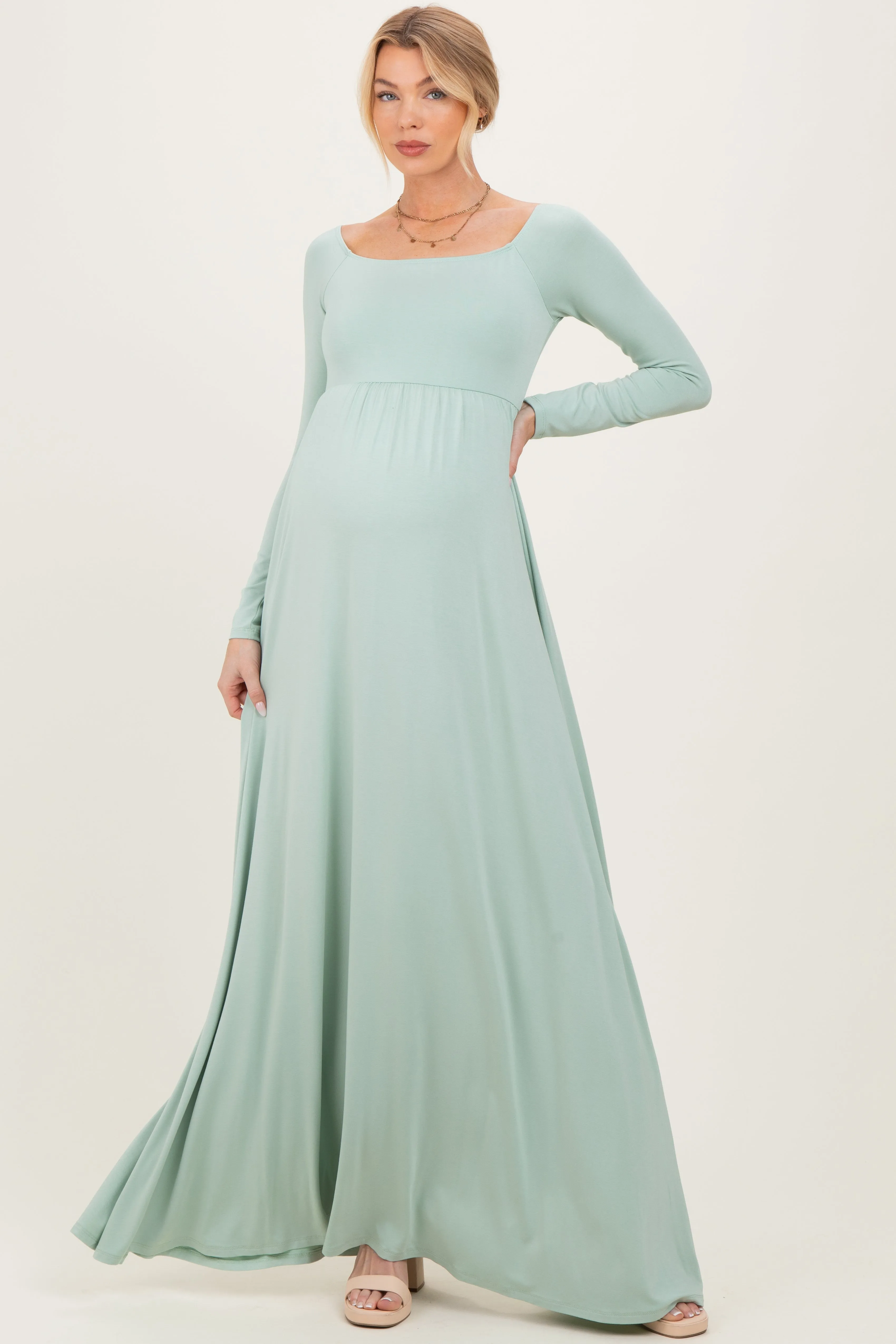 PinkBlush Sage Off Shoulder Maternity Maxi Dress sold by Pinkblush