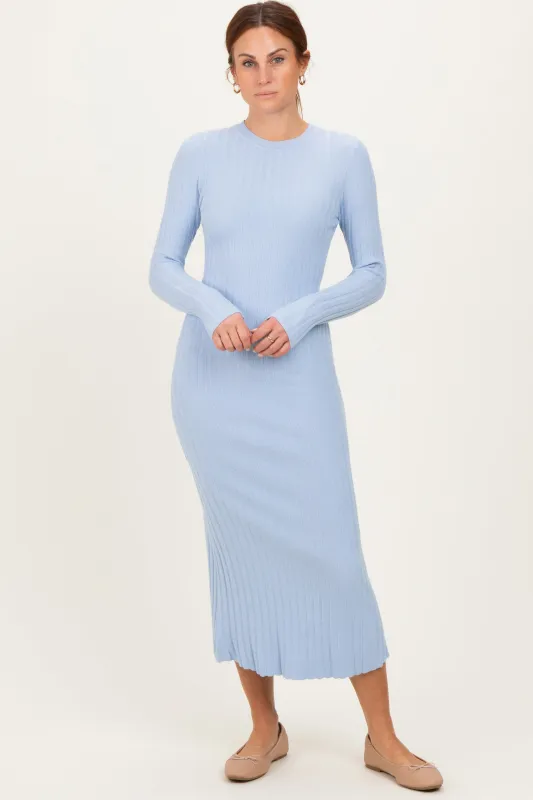 Light Blue Ribbed Knit Fitted Midi Sweater Dress sold by Pinkblush