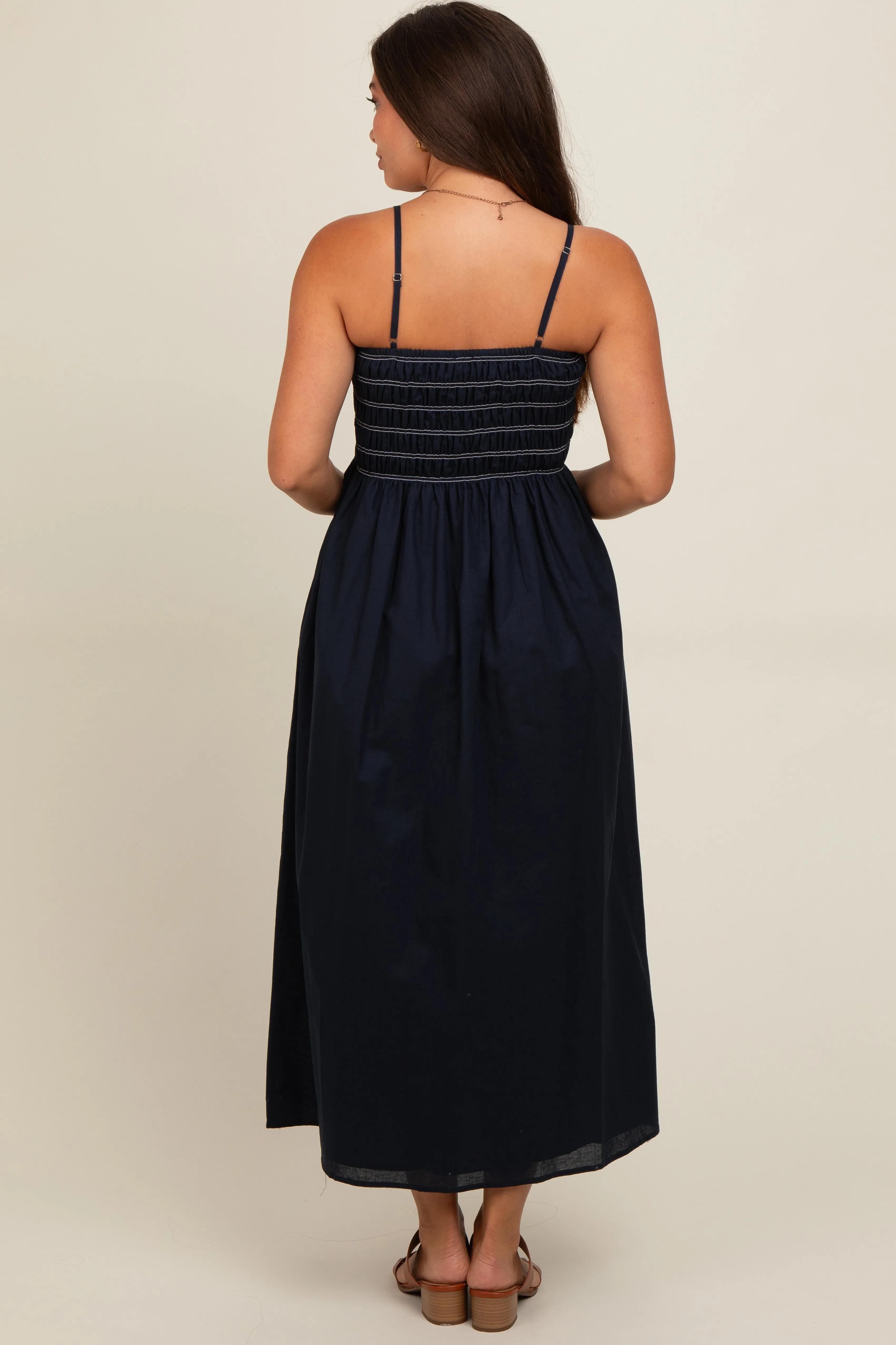 Navy Square Neck Maternity Midi Dress sold by Pinkblush product image thumbnail 3