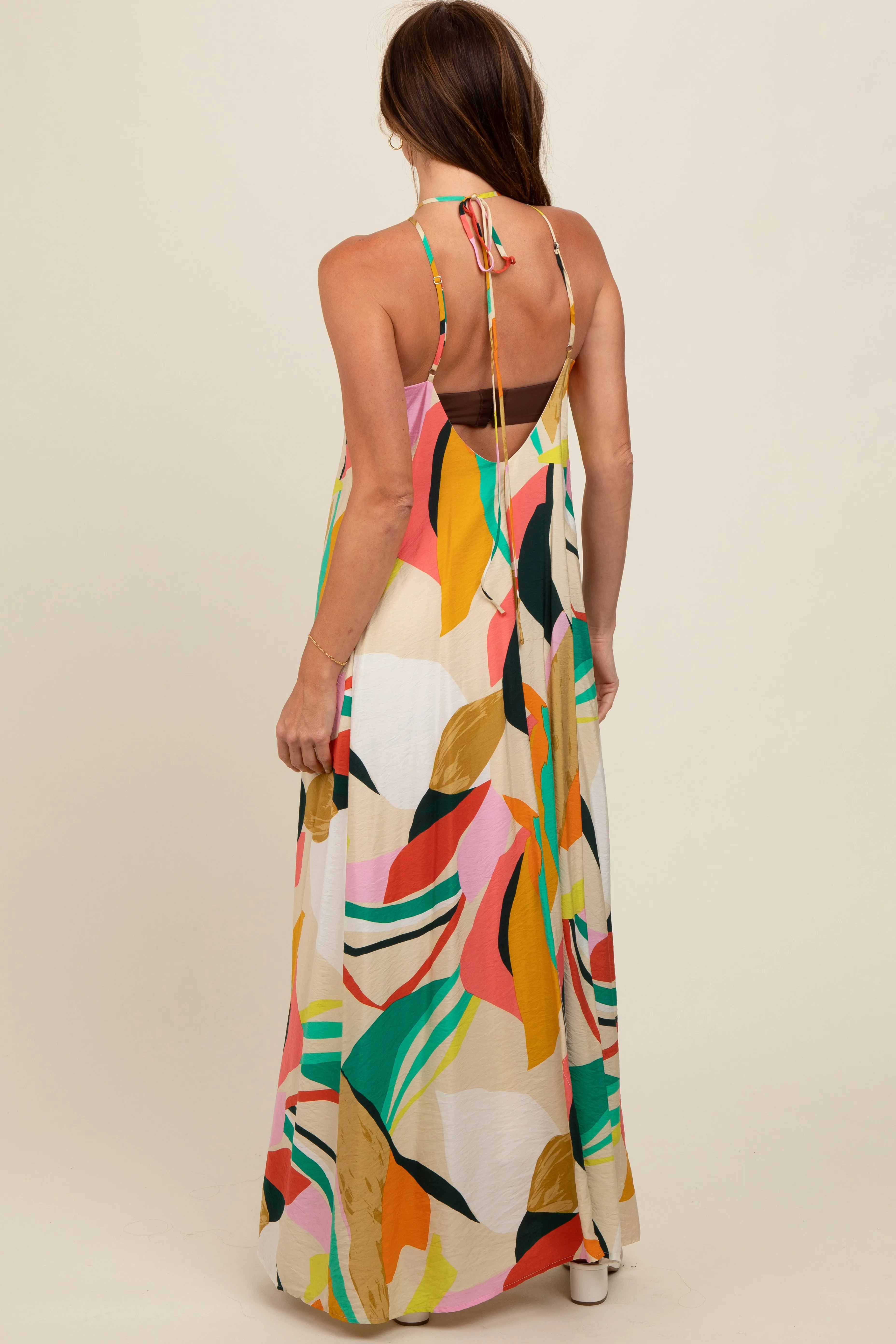 Multicolor Abstract Print Halter Maxi Dress sold by Pinkblush product image thumbnail 5