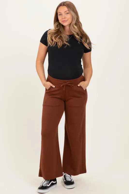 Chestnut Ankle Wide Leg Maternity Lounge Pants sold by Pinkblush