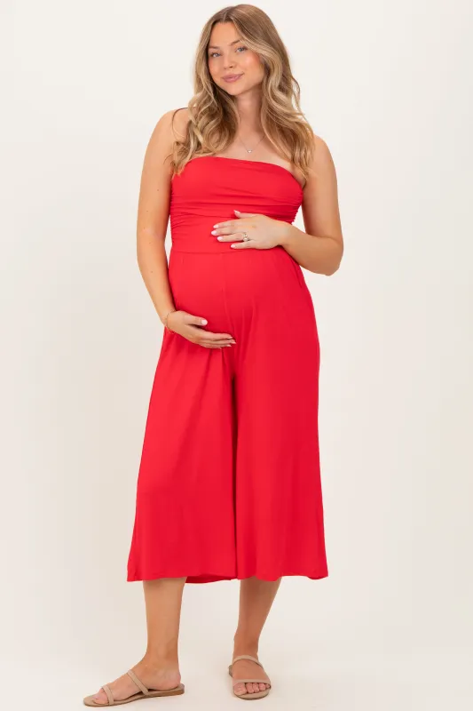Ruby Double Layered Strapless Tube Top Maternity Jumpsuit made by Zenana Outfitters