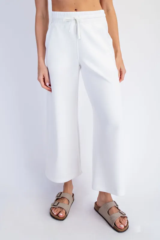 Ivory Ankle Wide Leg Lounge Pants sold by Pinkblush