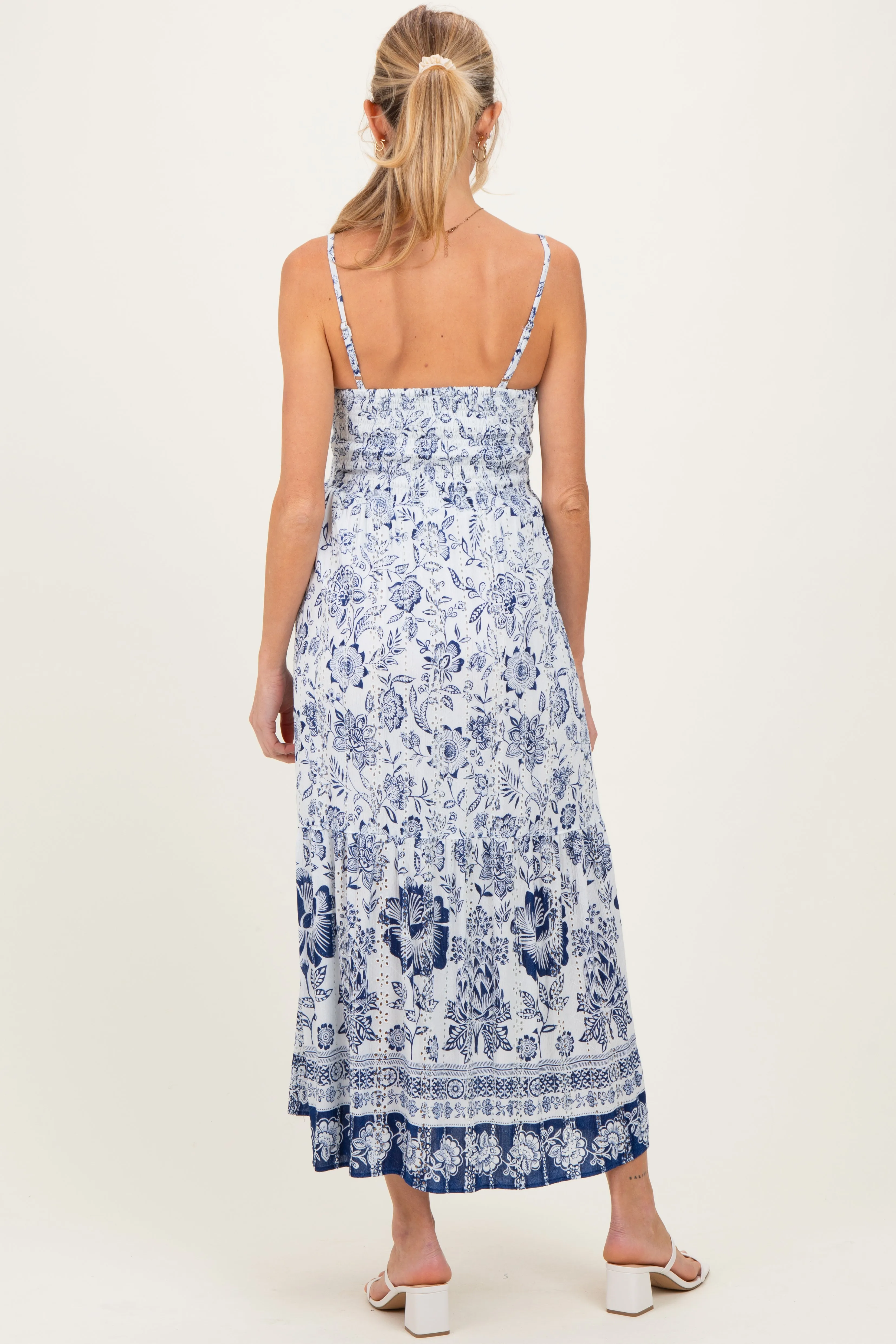 Ivory Floral Twisted Front Maternity Maxi Dress sold by Pinkblush product image thumbnail 4