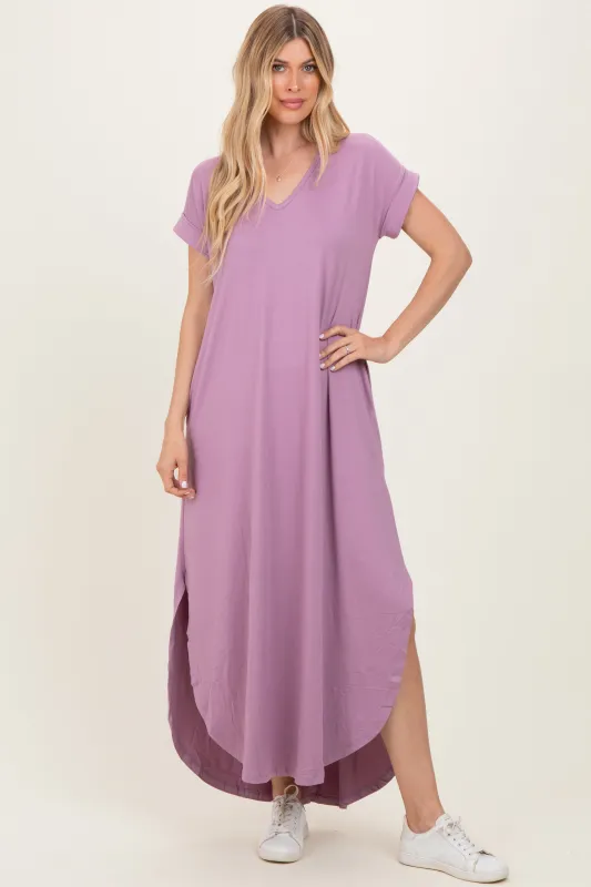 Dark Mauve Side Slit Maxi Dress sold by Pinkblush