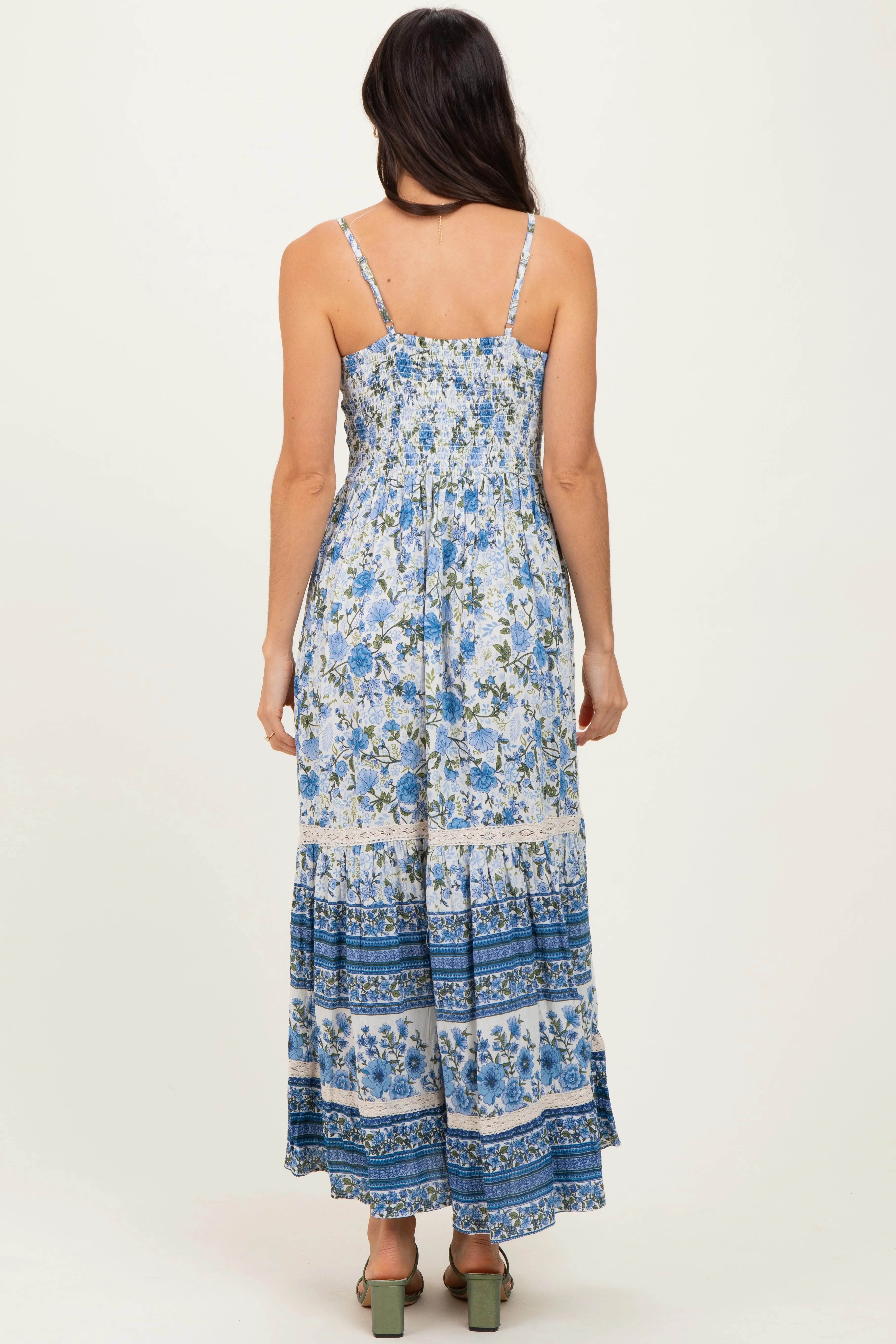Blue Floral Twist Cutout Maxi Dress sold by Pinkblush product image thumbnail 3