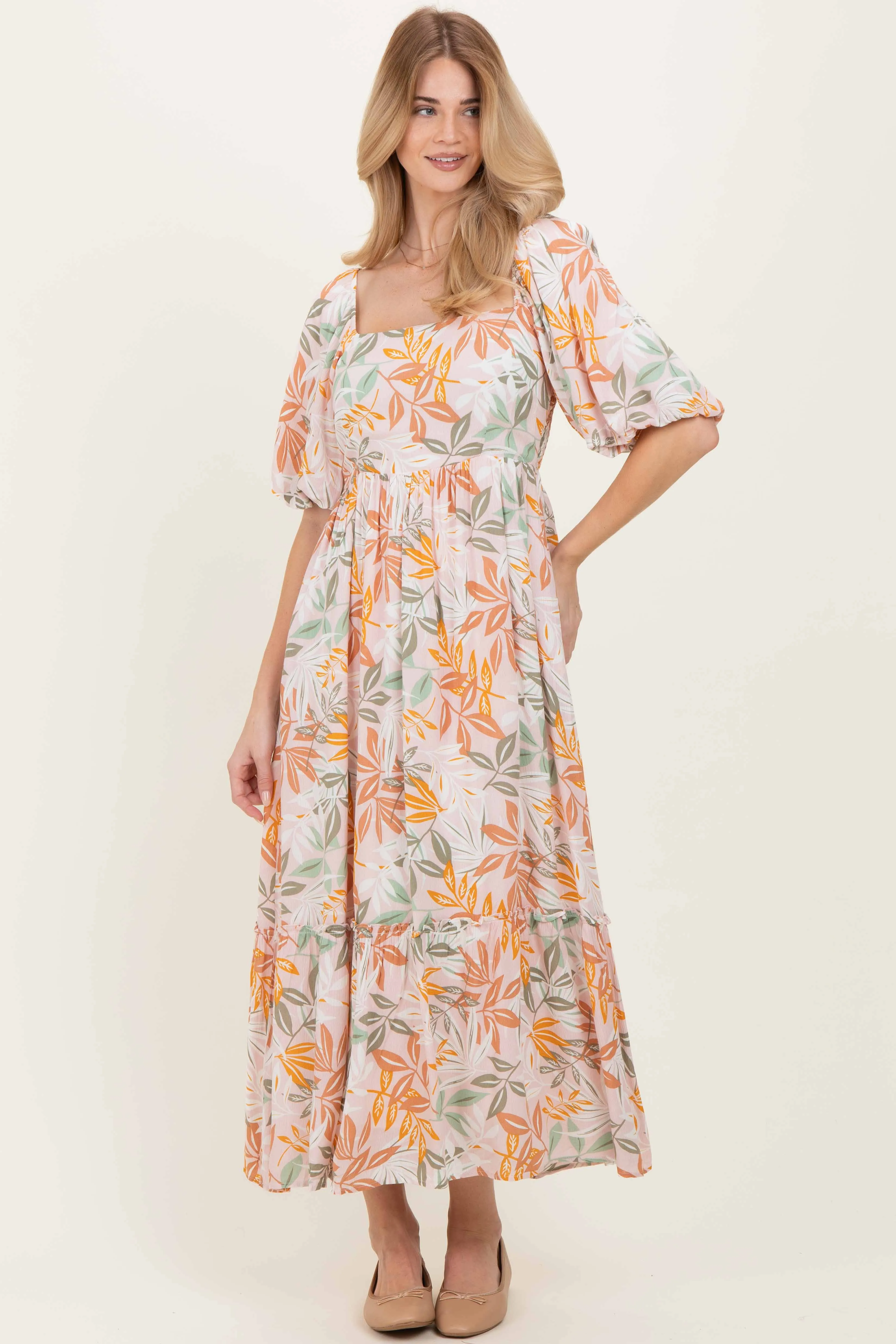 Light Pink Floral Tiered Maxi Dress sold by Pinkblush product image thumbnail 3