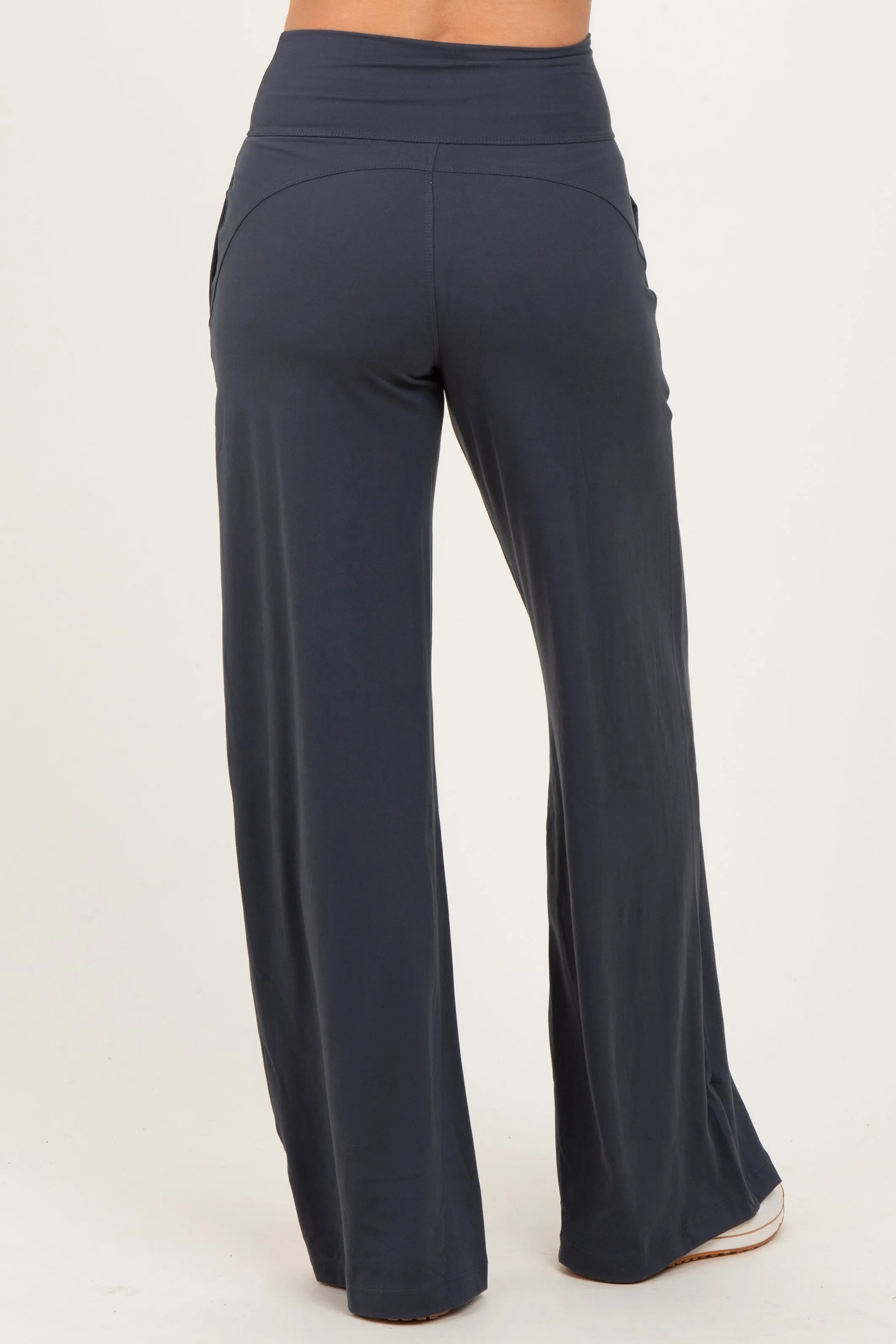 Charcoal Crossover Waist Active Wide Leg Pant sold by Pinkblush product image thumbnail 4