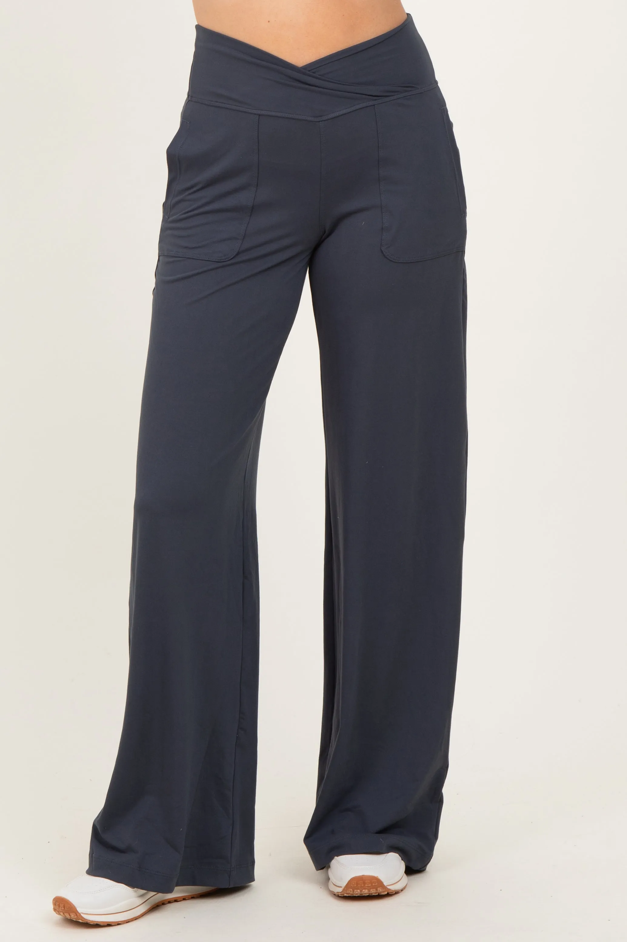 Charcoal Crossover Waist Active Wide Leg Pant sold by Pinkblush product image thumbnail 2