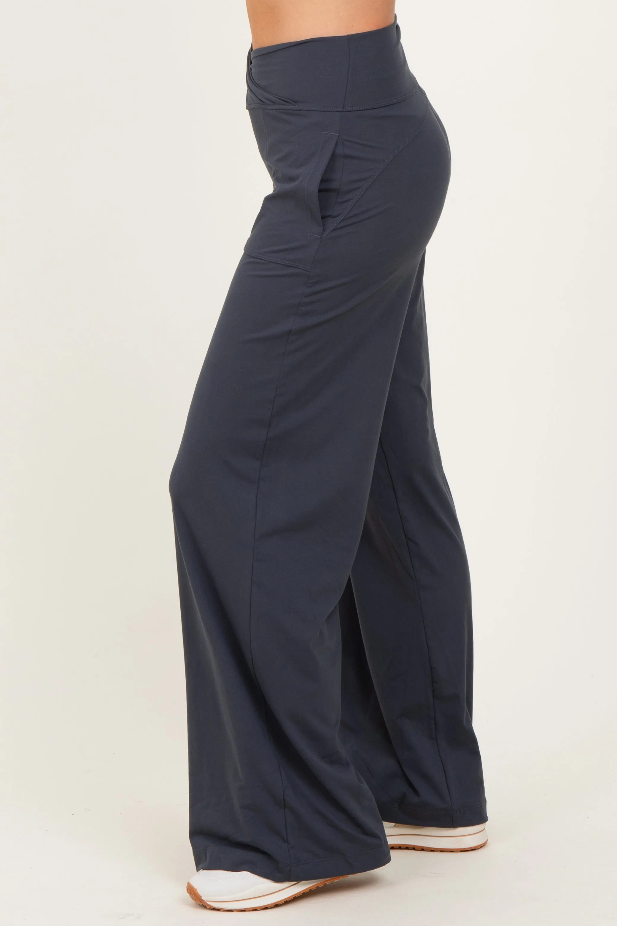 Charcoal Crossover Waist Active Wide Leg Pant sold by Pinkblush product image thumbnail 3