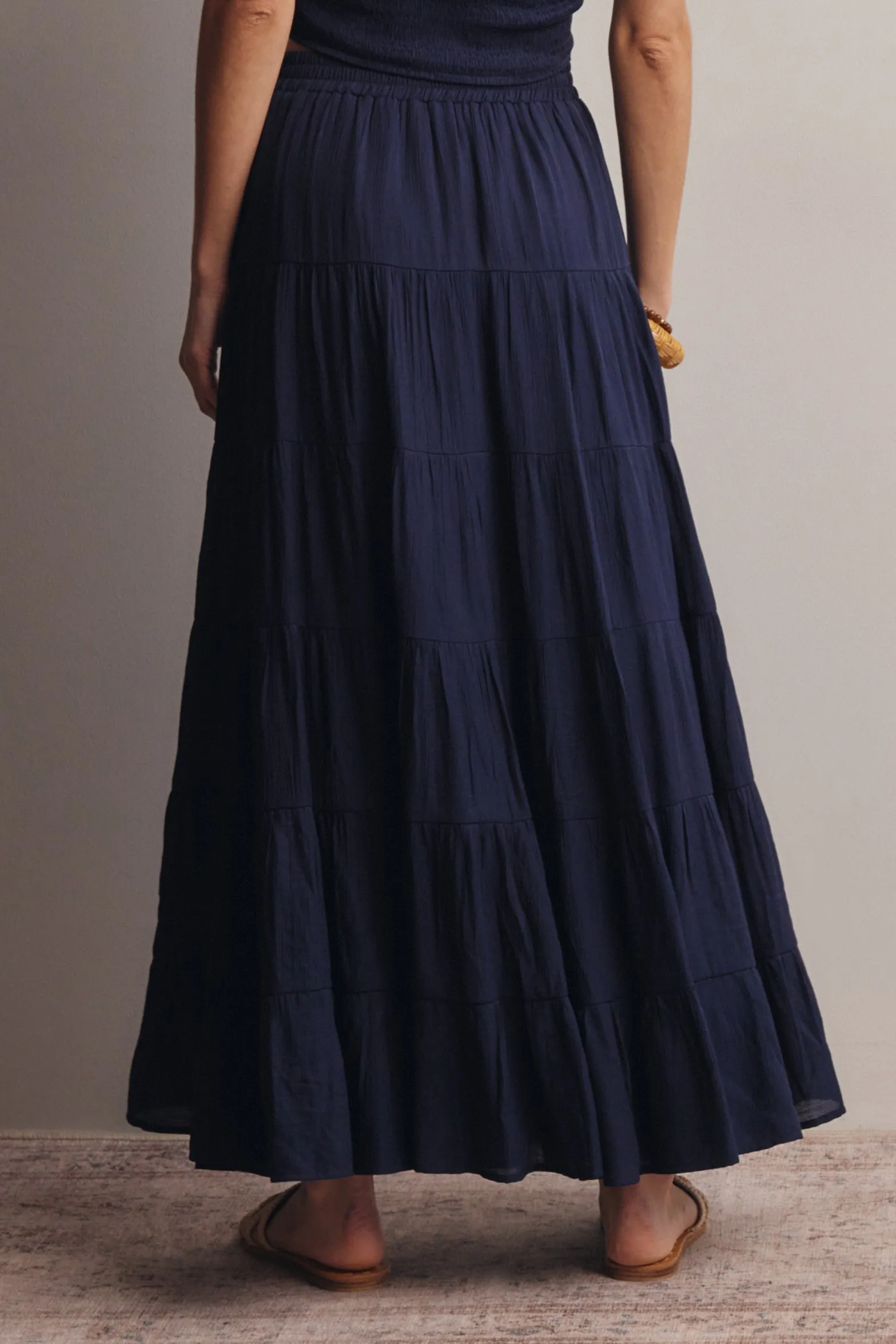Navy Tiered Maxi Skirt sold by Pinkblush product image thumbnail 5