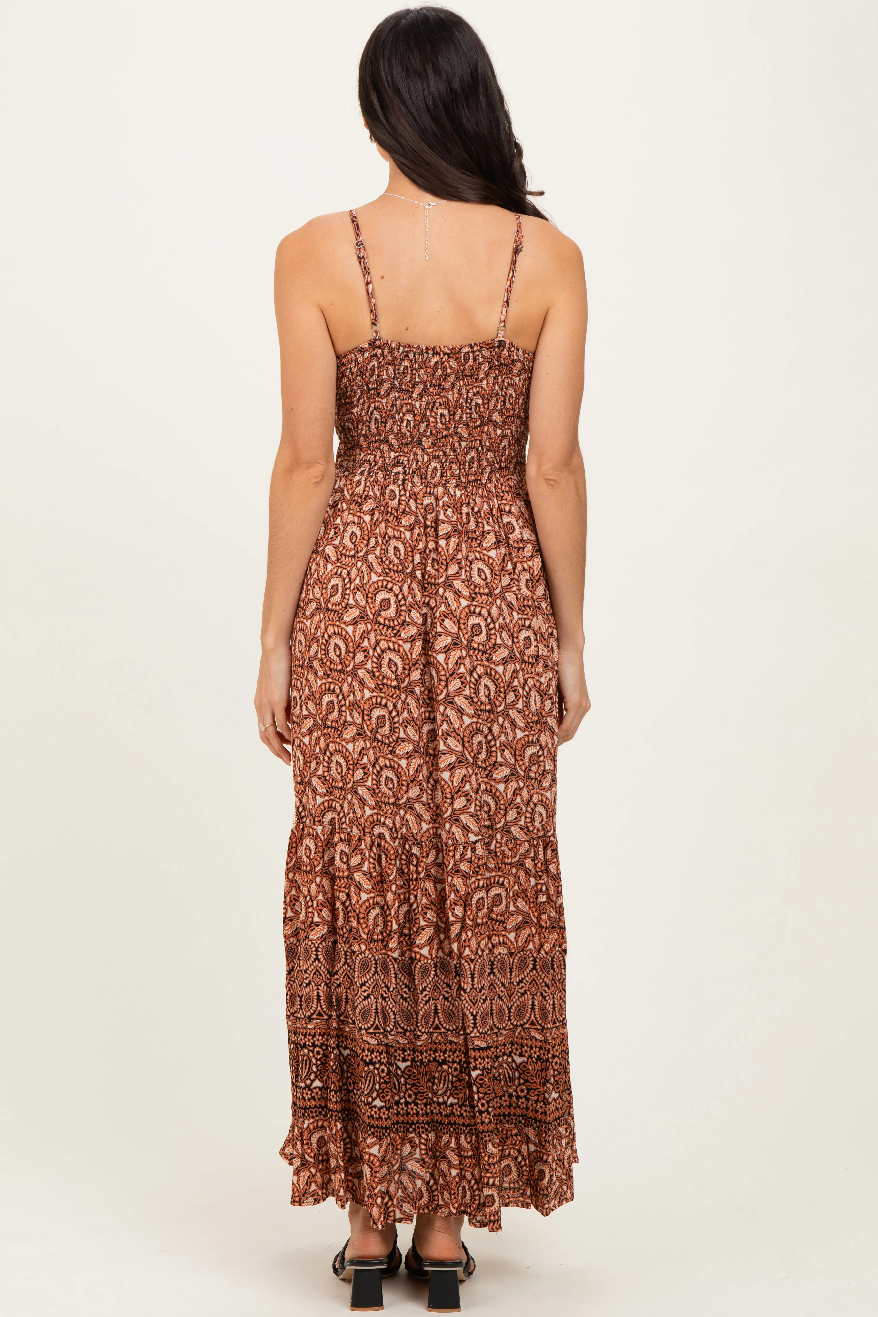 Rust Printed Twisted Front Maxi Dress sold by Pinkblush product image thumbnail 4