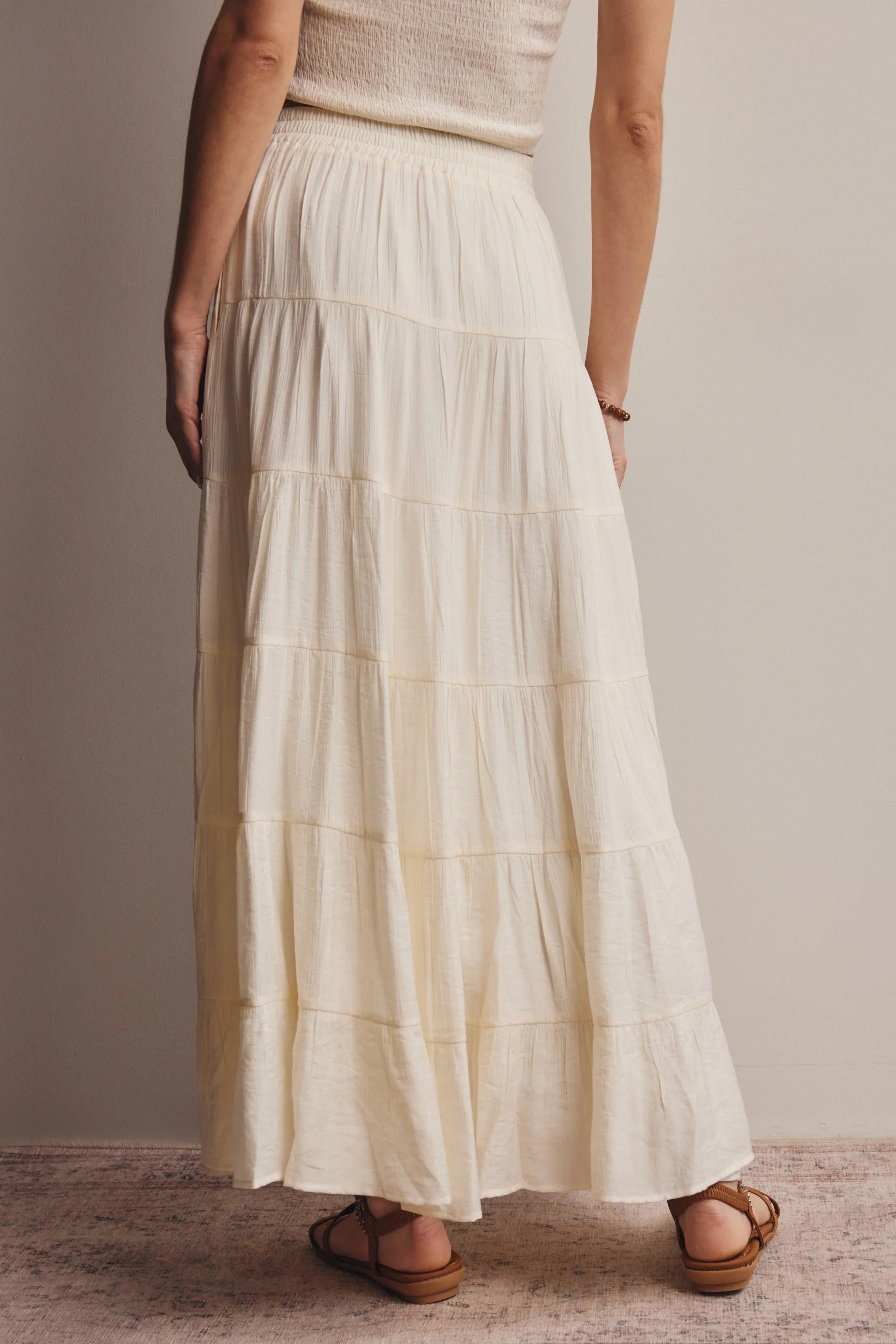 Cream Tiered Maxi Skirt sold by Pinkblush product image thumbnail 4