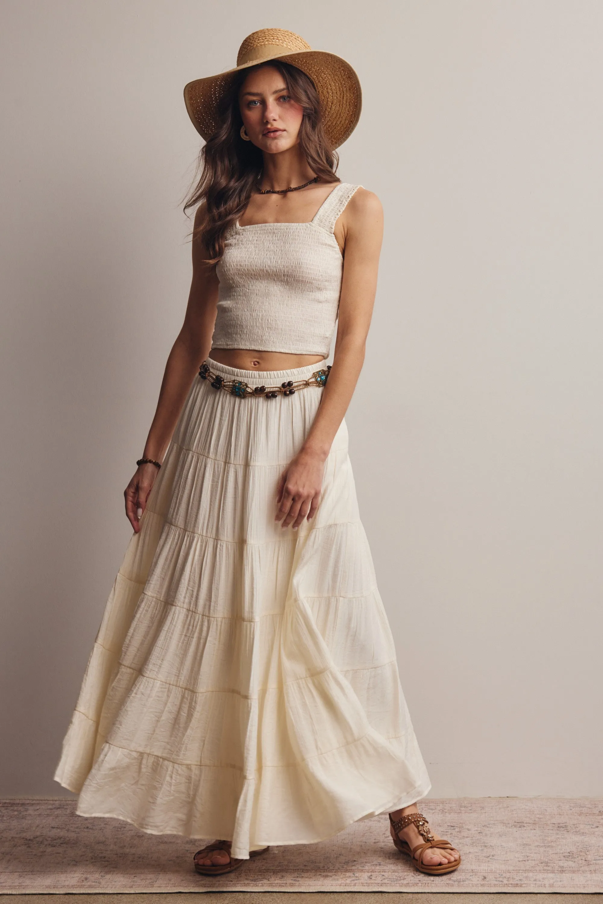 Cream Tiered Maxi Skirt sold by Pinkblush product image thumbnail 2