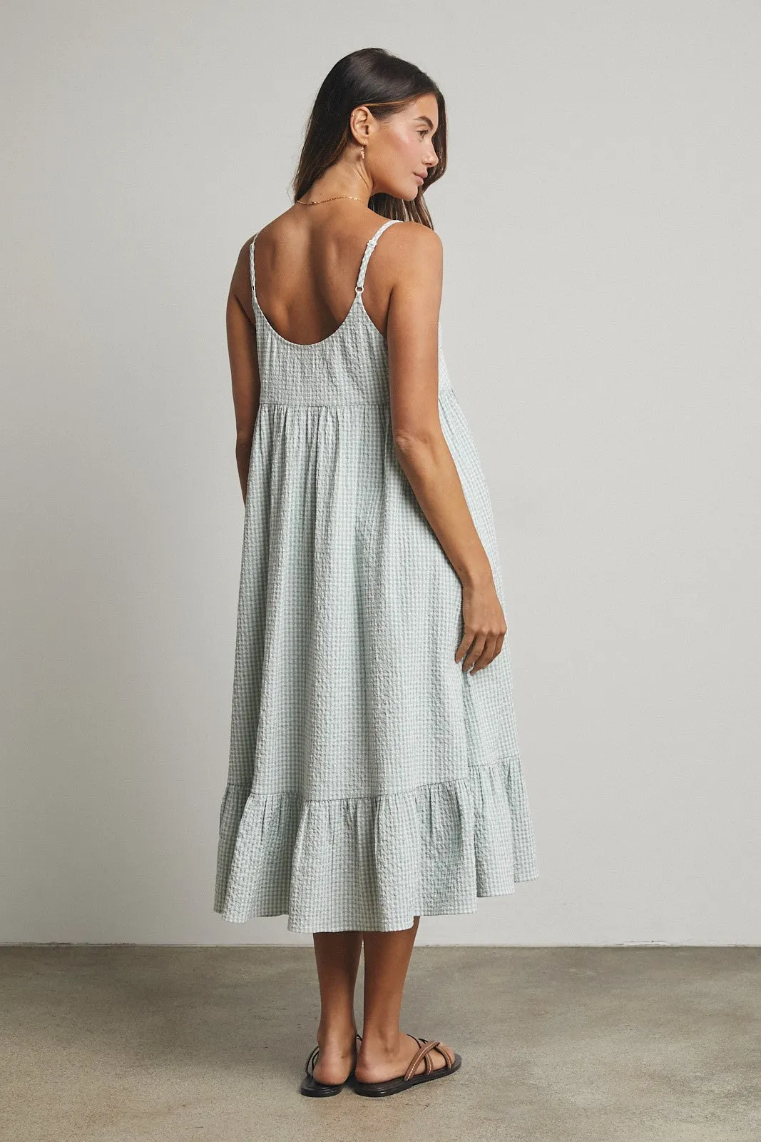 Sage Gingham Sleeveless Midi Dress sold by Pinkblush product image thumbnail 4