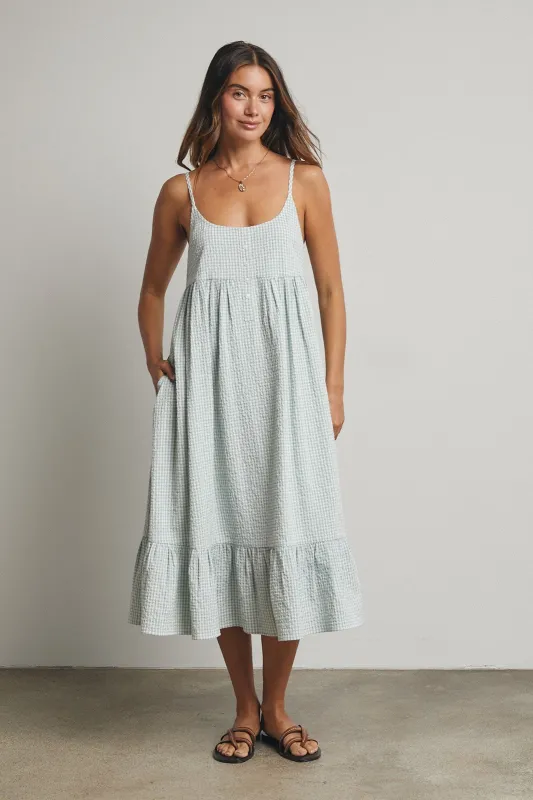 Sage Gingham Sleeveless Midi Dress made by Wishlist