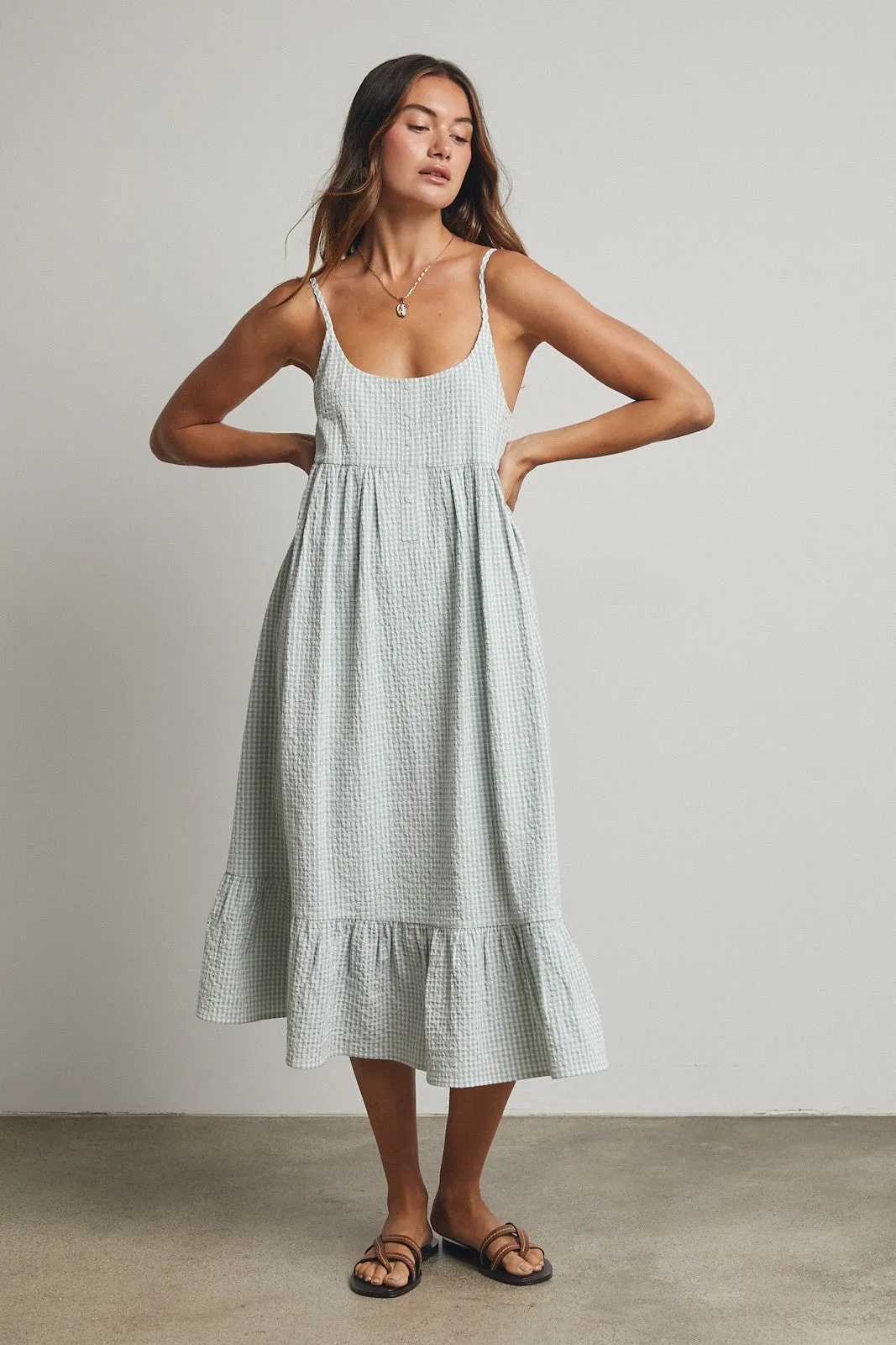 Sage Gingham Sleeveless Midi Dress sold by Pinkblush product image thumbnail 2
