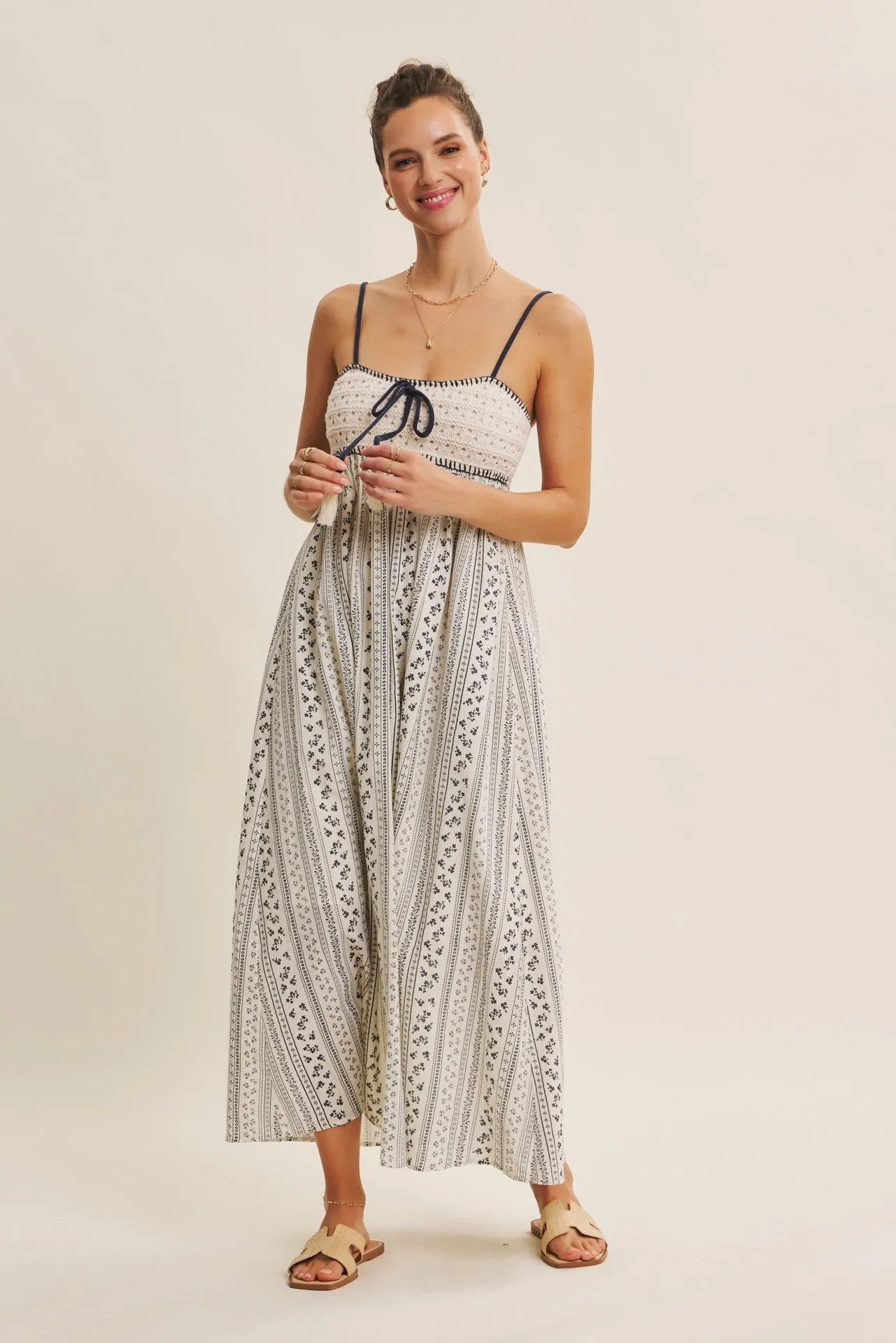 Navy Bohemian Dream Crochet Cotton Maxi Dress sold by Pinkblush product image thumbnail 2