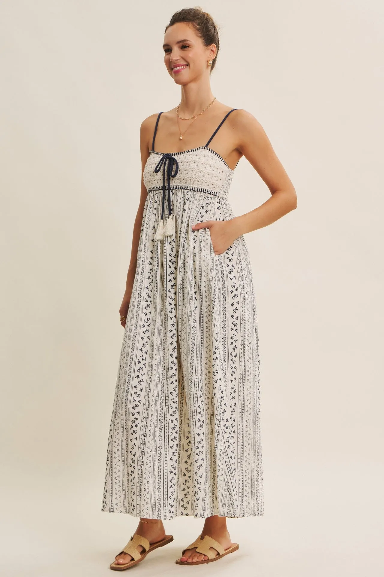 Navy Bohemian Dream Crochet Cotton Maxi Dress sold by Pinkblush product image thumbnail 3